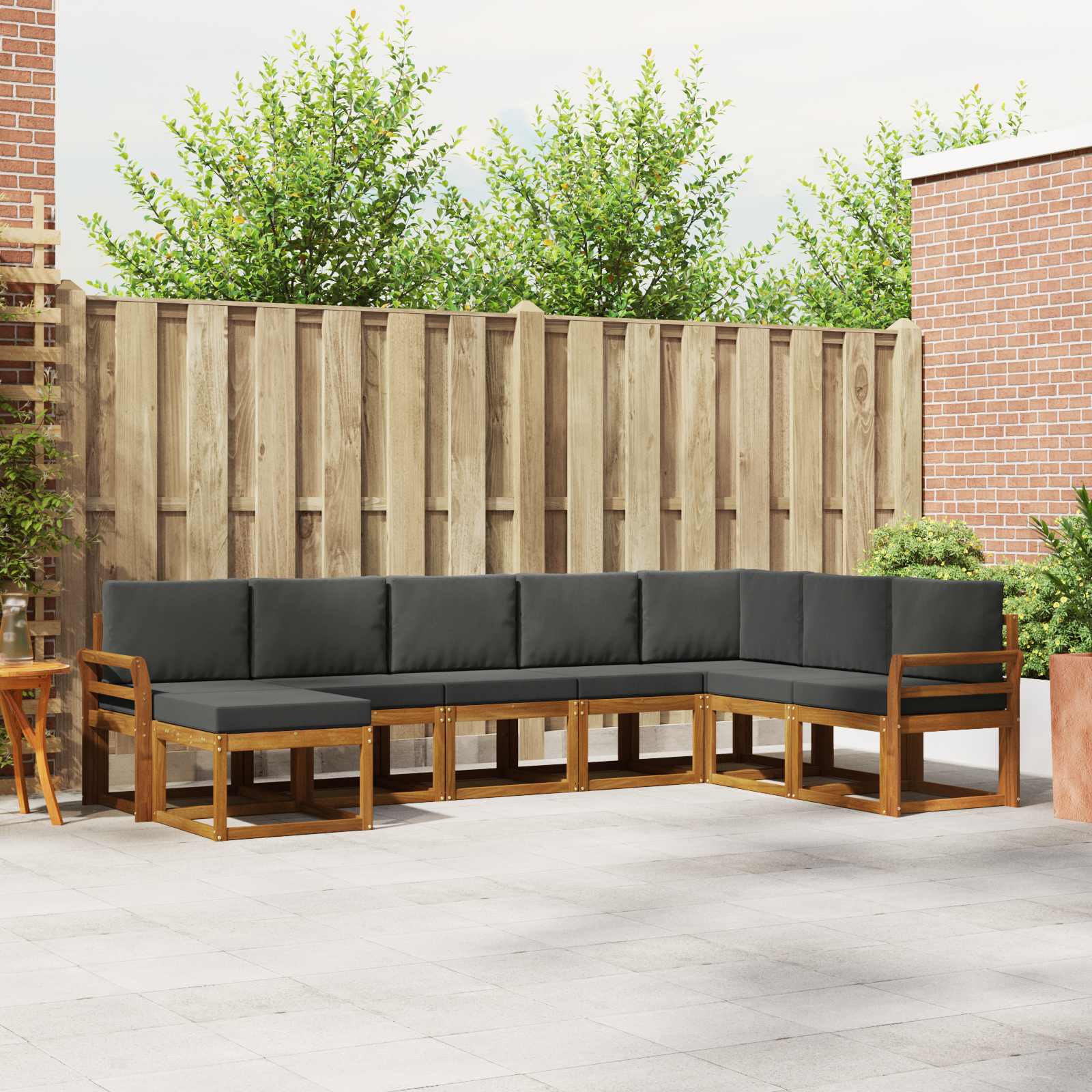 Buiten bankenset met kussen 8 pcs Natuurlijk en Antraciet – afbeelding 1