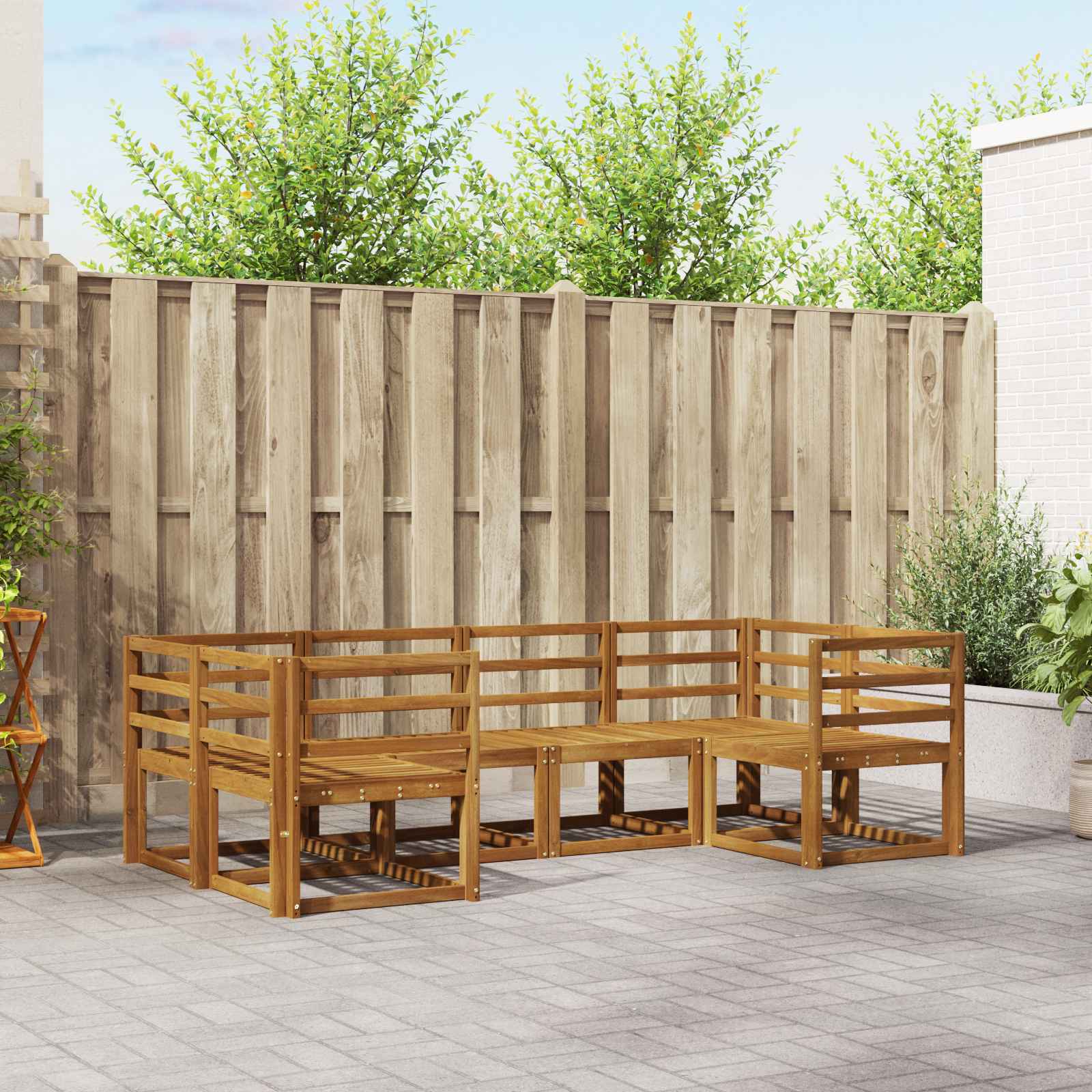 Buiten bankenset 6 pcs Naturel Massief Acaciahout – afbeelding 1