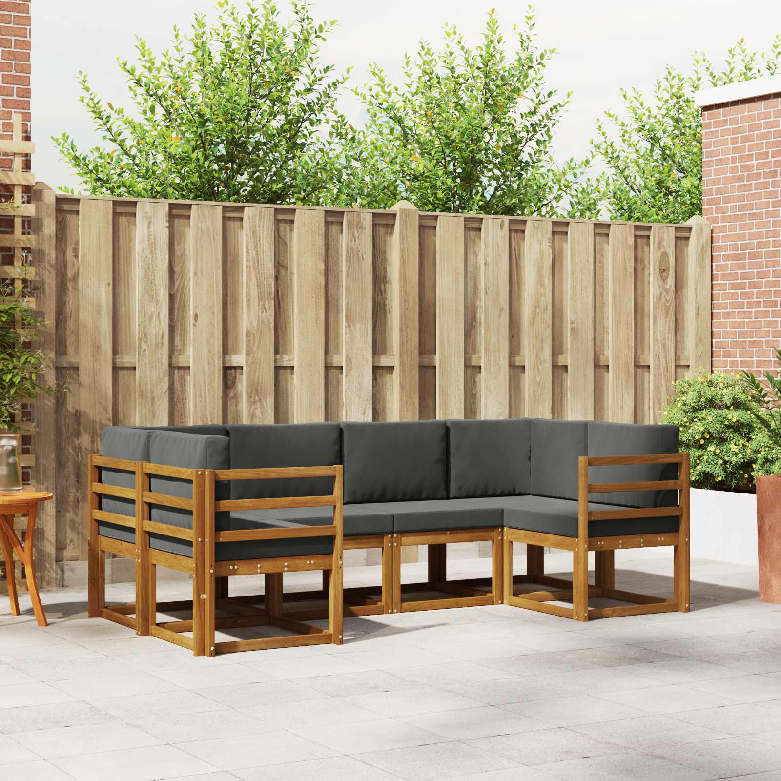 Buiten bankenset met kussen 6 pcs Natuurlijk en Antraciet – afbeelding 1