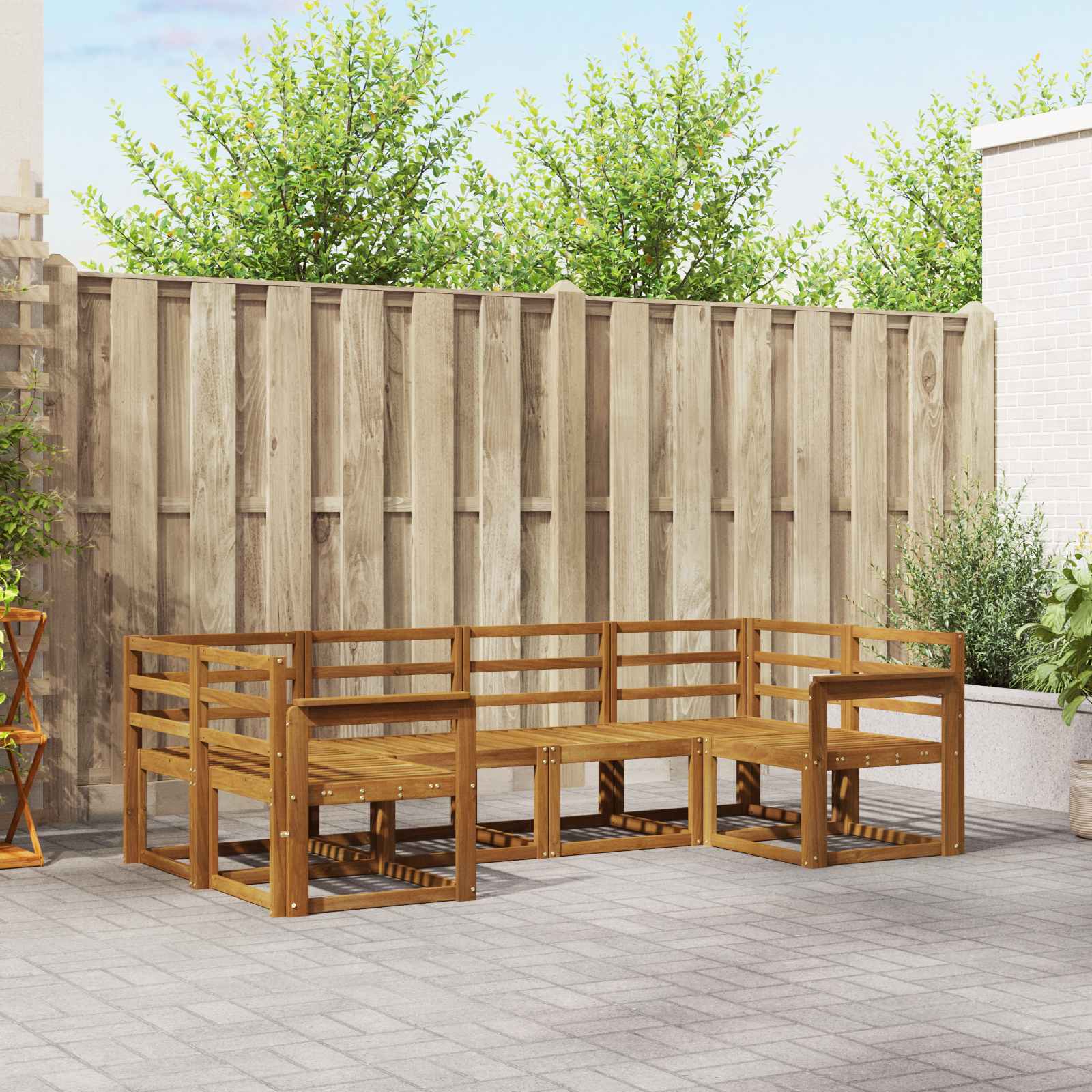 Buiten bankenset 6 pcs Naturel Massief Acaciahout – afbeelding 1