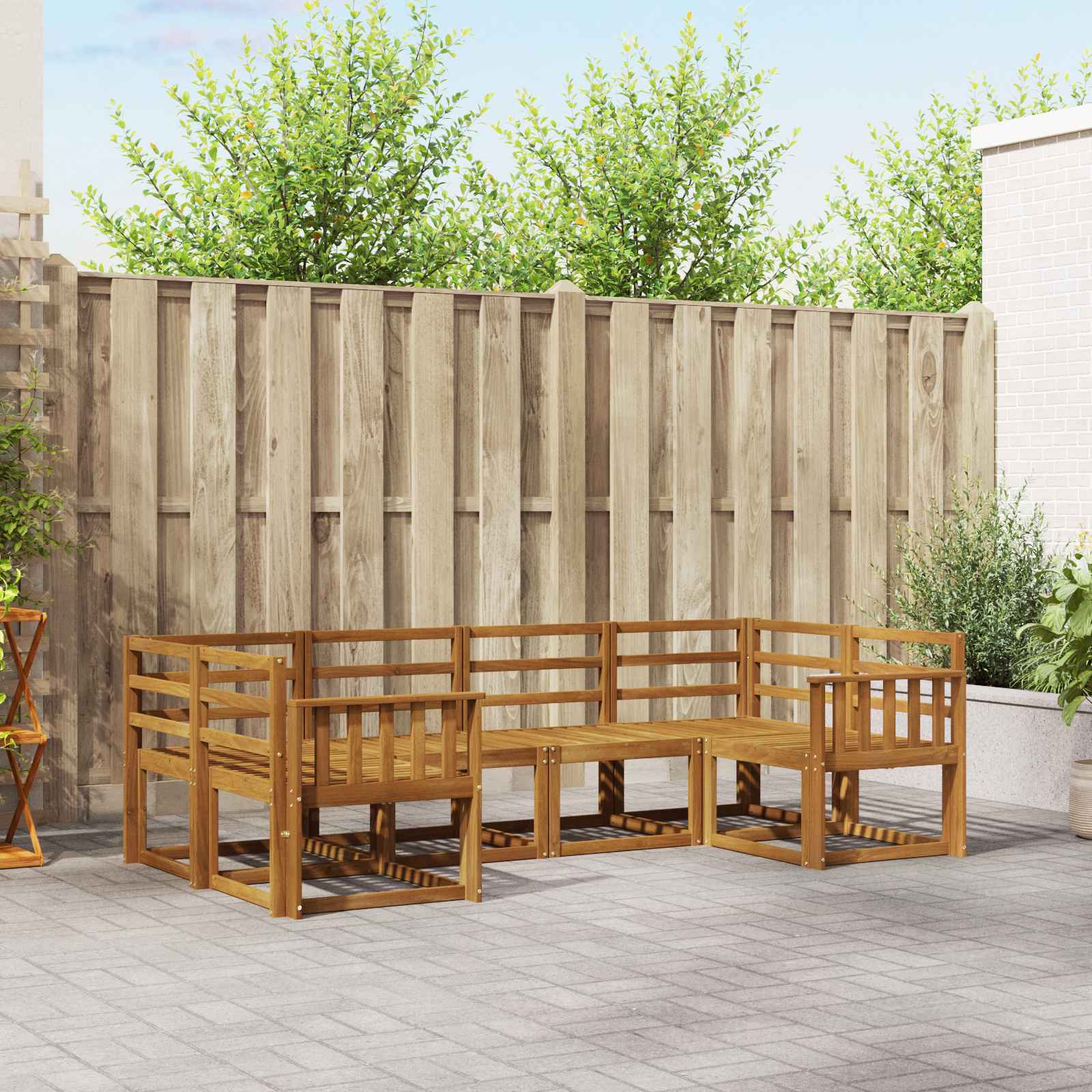 Buiten bankenset 6 pcs Naturel Massief Acaciahout