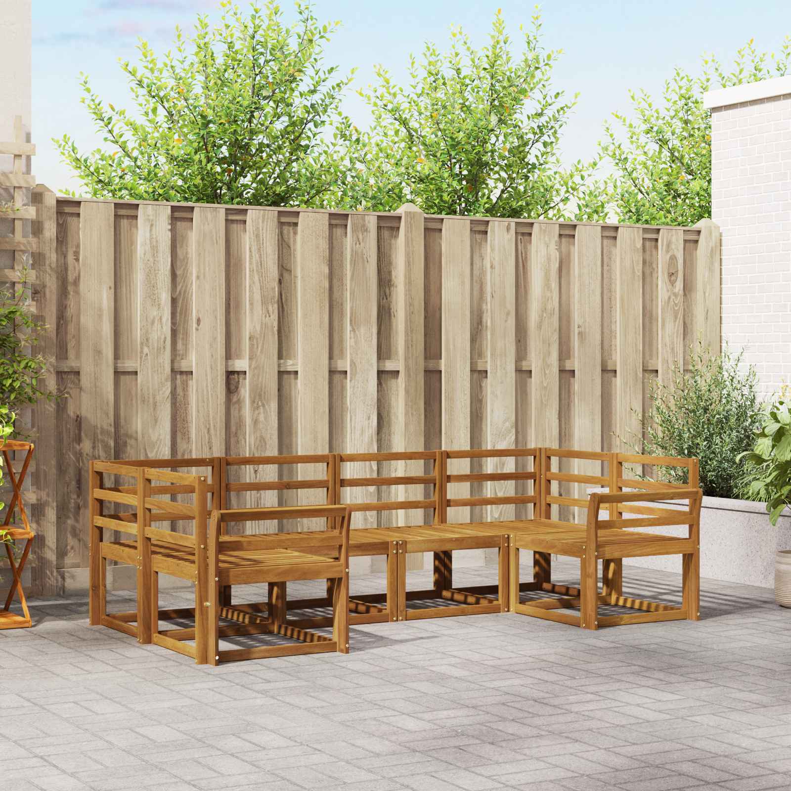 Buiten bankenset 6 pcs Naturel Massief Acaciahout