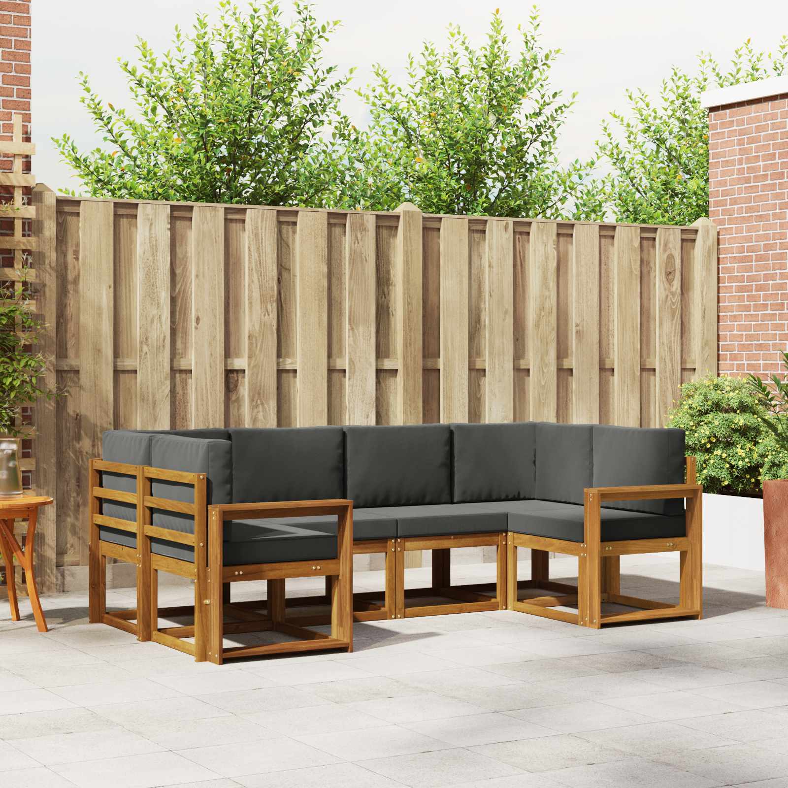 Buiten bankenset met kussen 6 pcs Natuurlijk en Antraciet