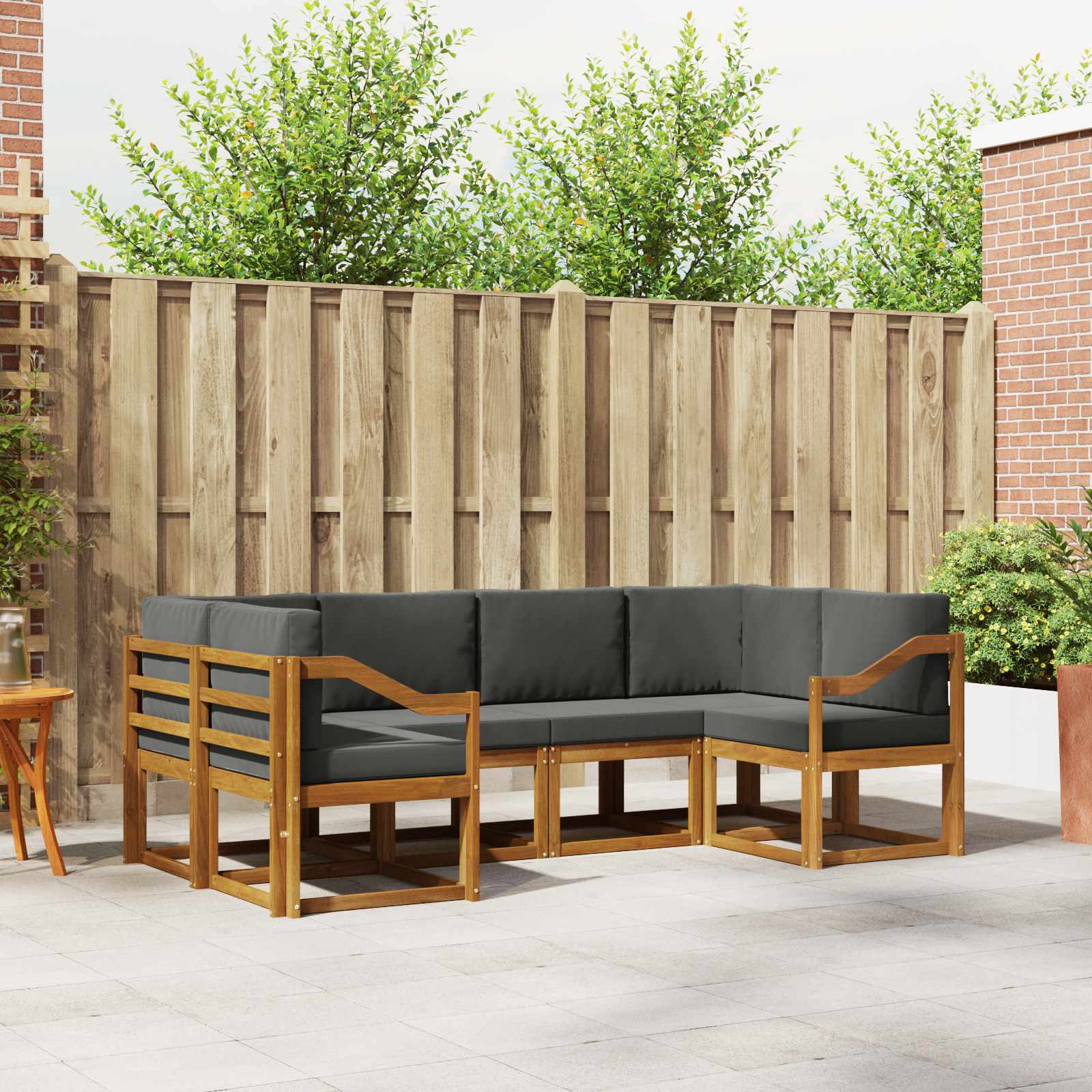 Buiten bankenset met kussen 6 pcs Natuurlijk en Antraciet – afbeelding 1