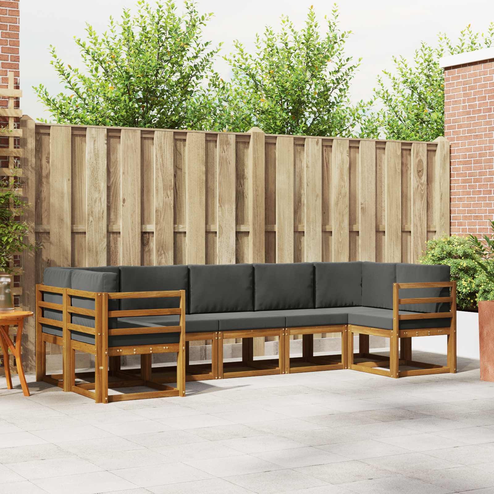 Buiten bankenset met kussen 7 pcs Natuurlijk en Antraciet – afbeelding 1