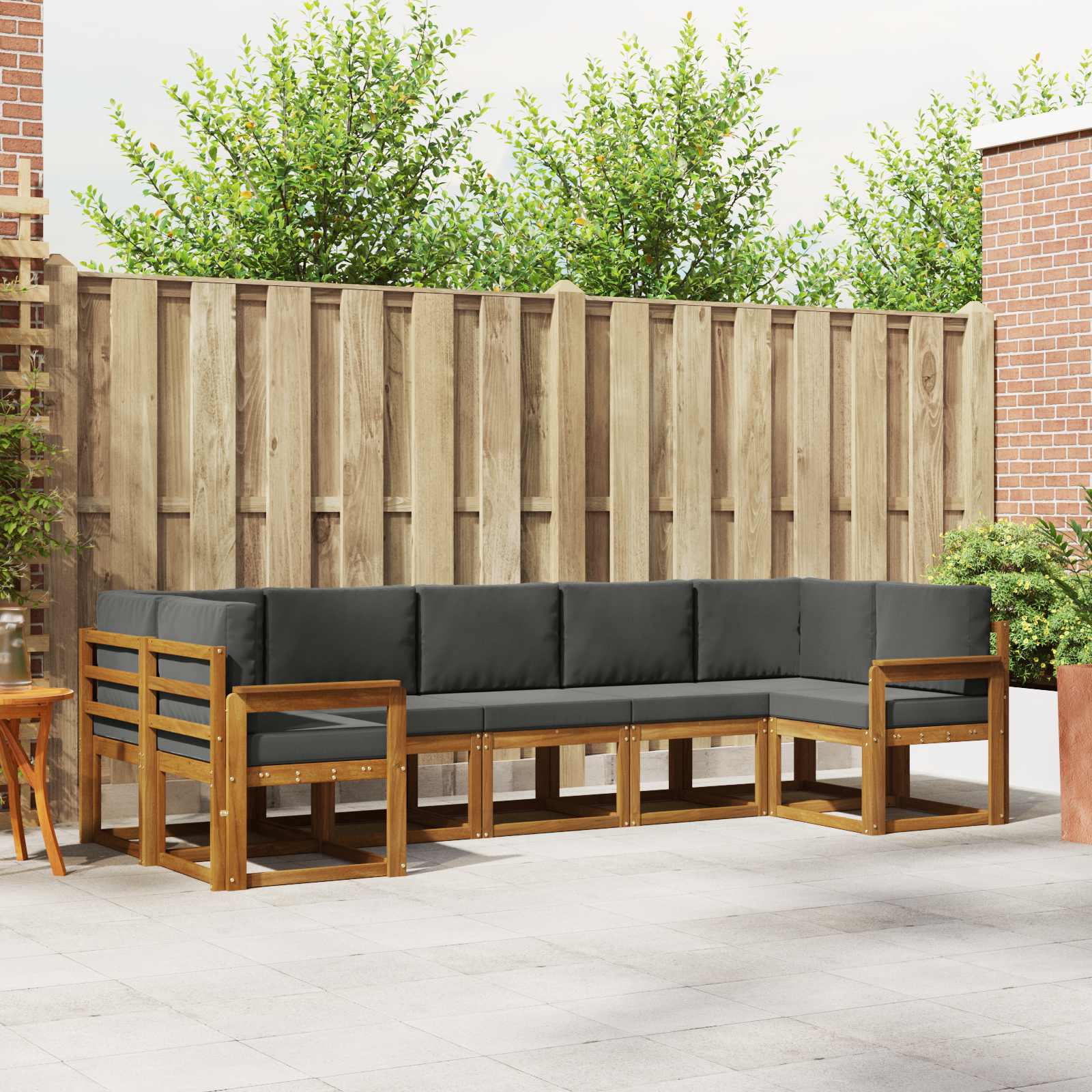 Buiten bankenset met kussen 7 pcs Natuurlijk en Antraciet – afbeelding 1