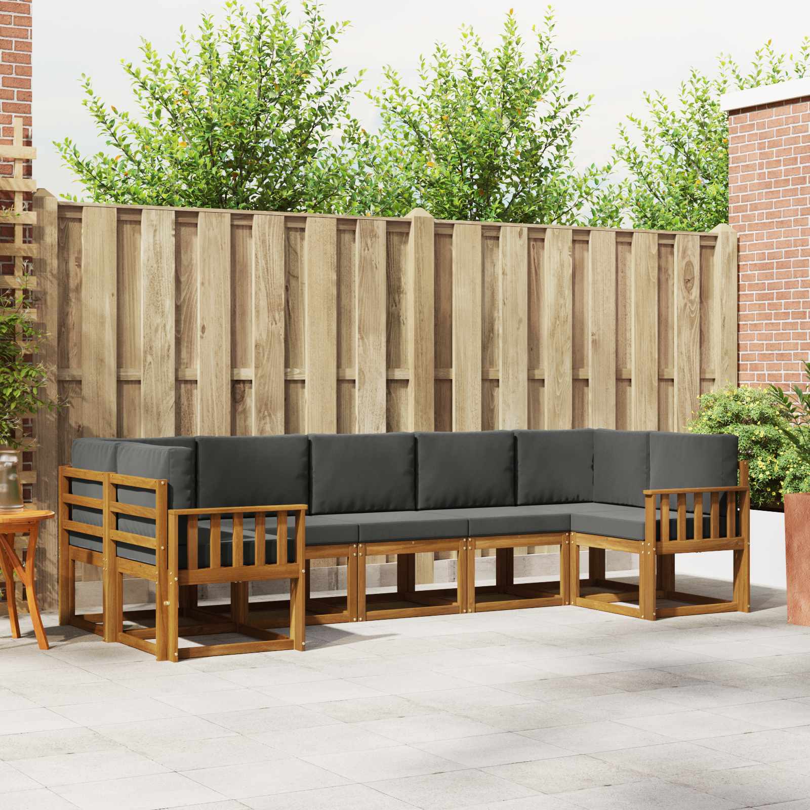 Buiten bankenset met kussen 7 pcs Natuurlijk en Antraciet – afbeelding 1
