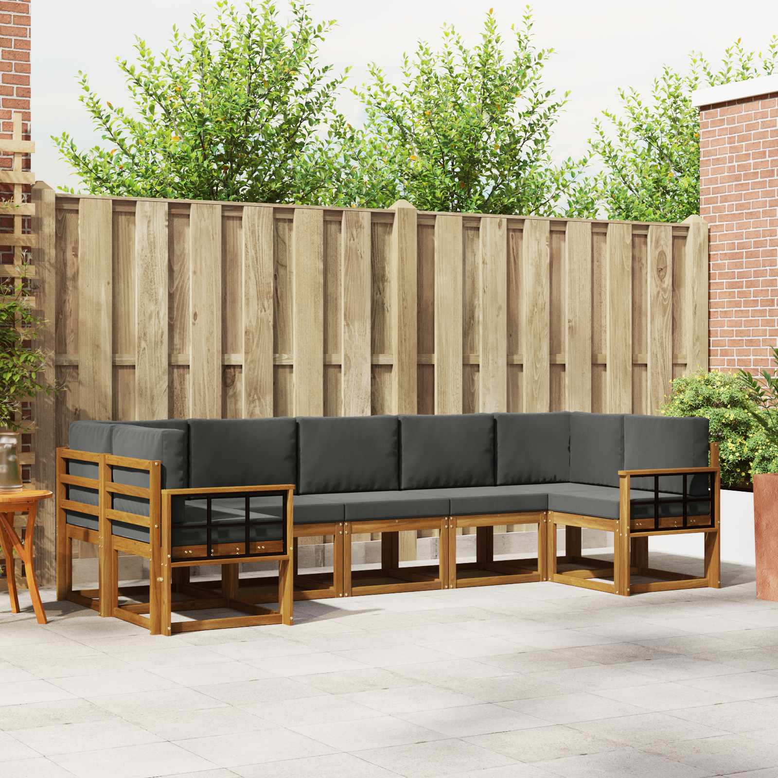 Buiten bankenset met kussen 7 pcs Natuurlijk en Antraciet – afbeelding 1