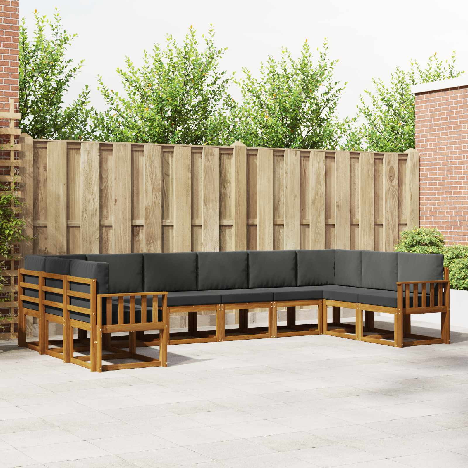 Buiten bankenset met kussen 10 pcs Natuurlijk en Antraciet – afbeelding 1
