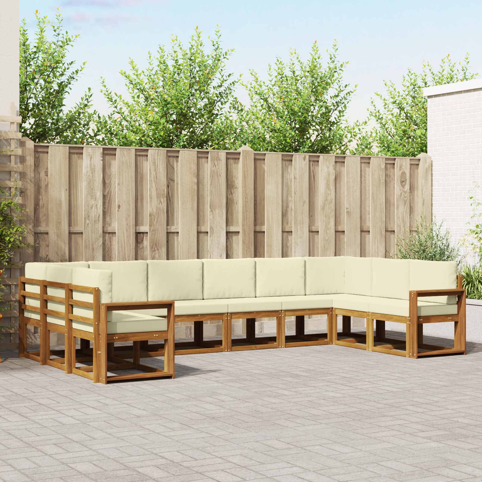 Buiten bankenset met kussen 10 pcs Natuurlijk en Crème – afbeelding 1