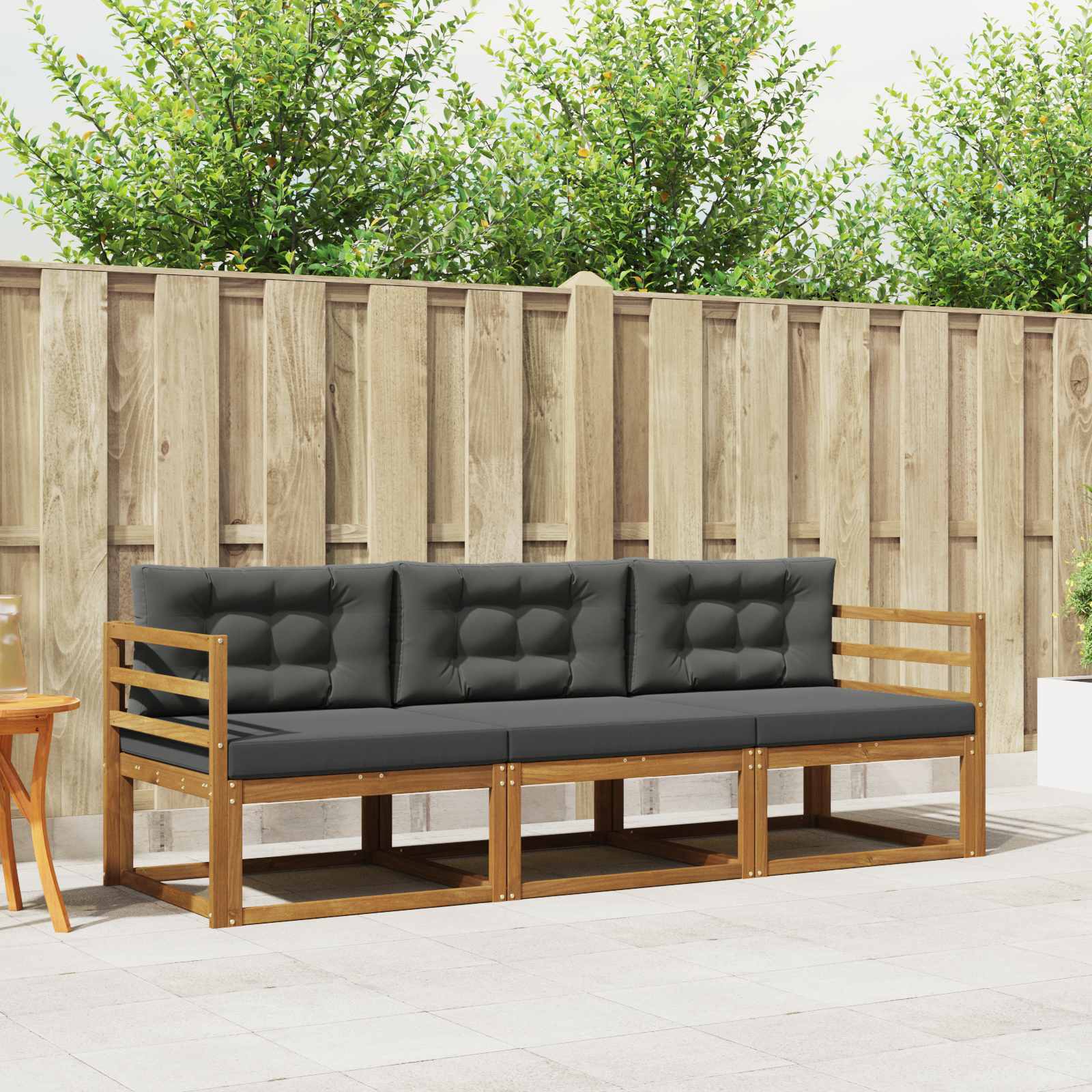 Buiten bankenset met kussen 3 pcs Natuurlijk en Antraciet – afbeelding 1