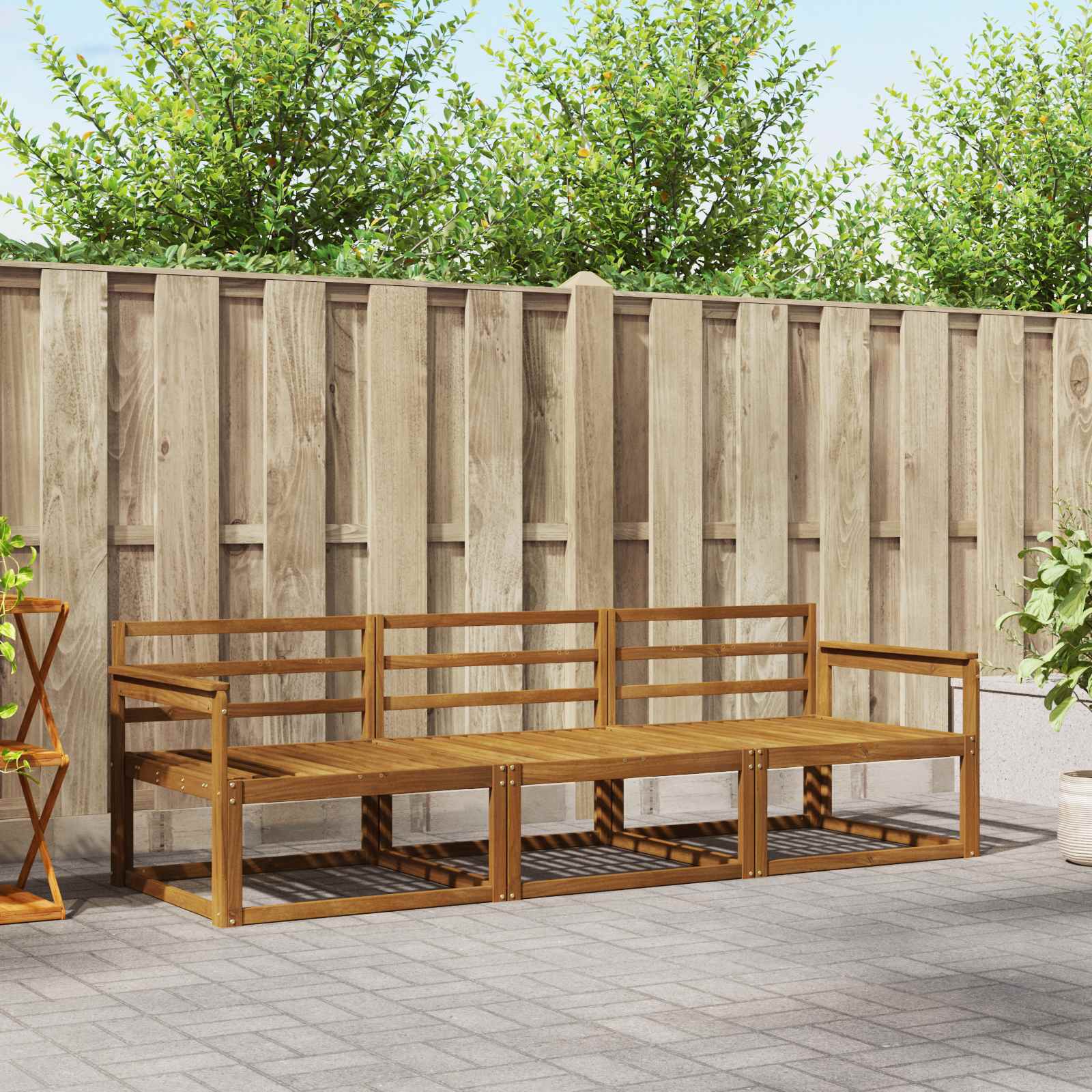 Buiten bankenset 3 pcs Naturel Massief Acaciahout – afbeelding 1
