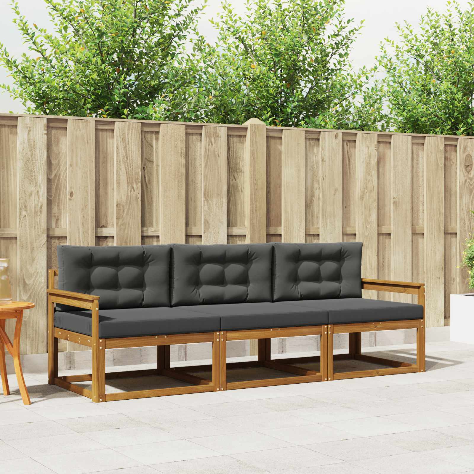 Buiten bankenset met kussen 3 pcs Natuurlijk en Antraciet