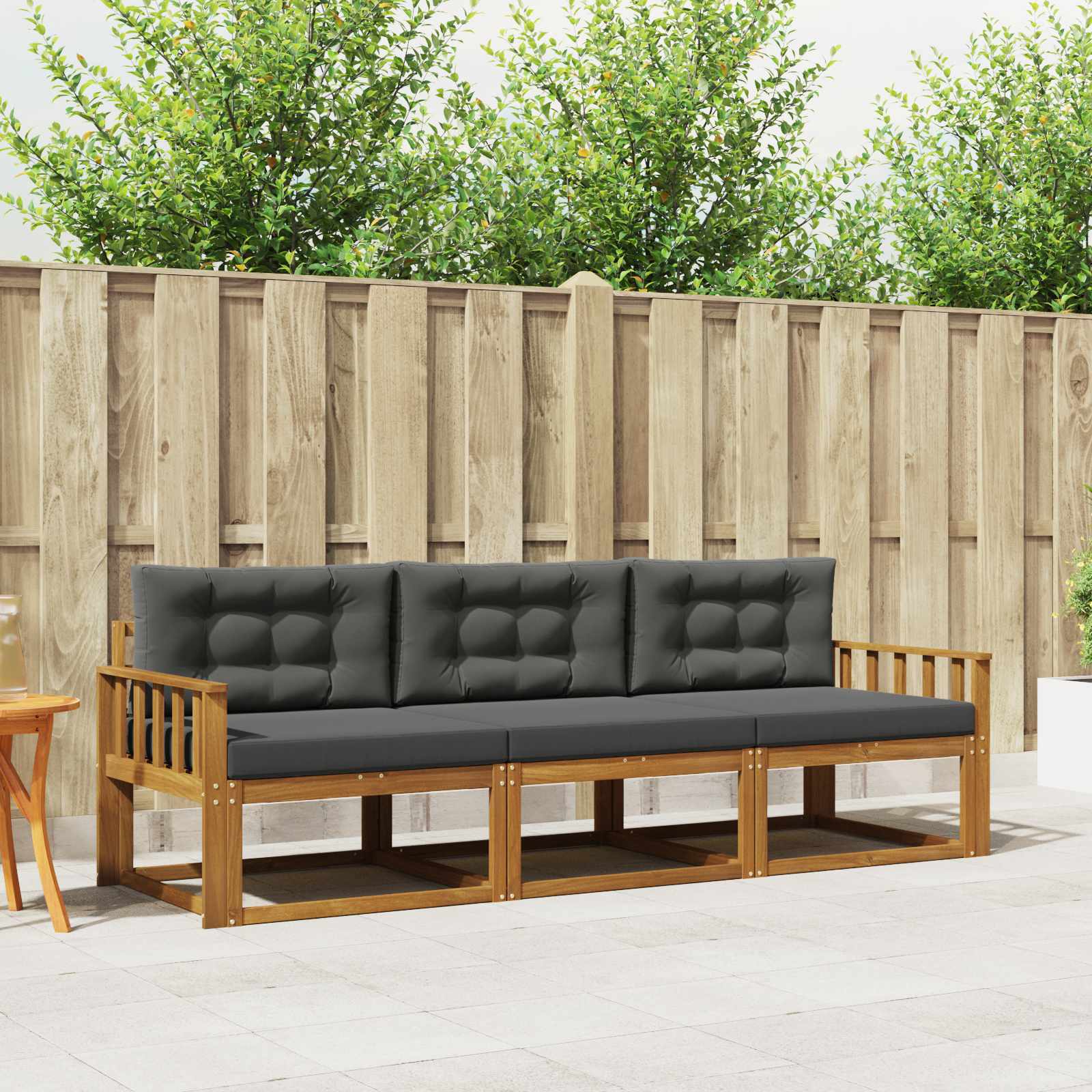 Buiten bankenset met kussen 3 pcs Natuurlijk en Antraciet