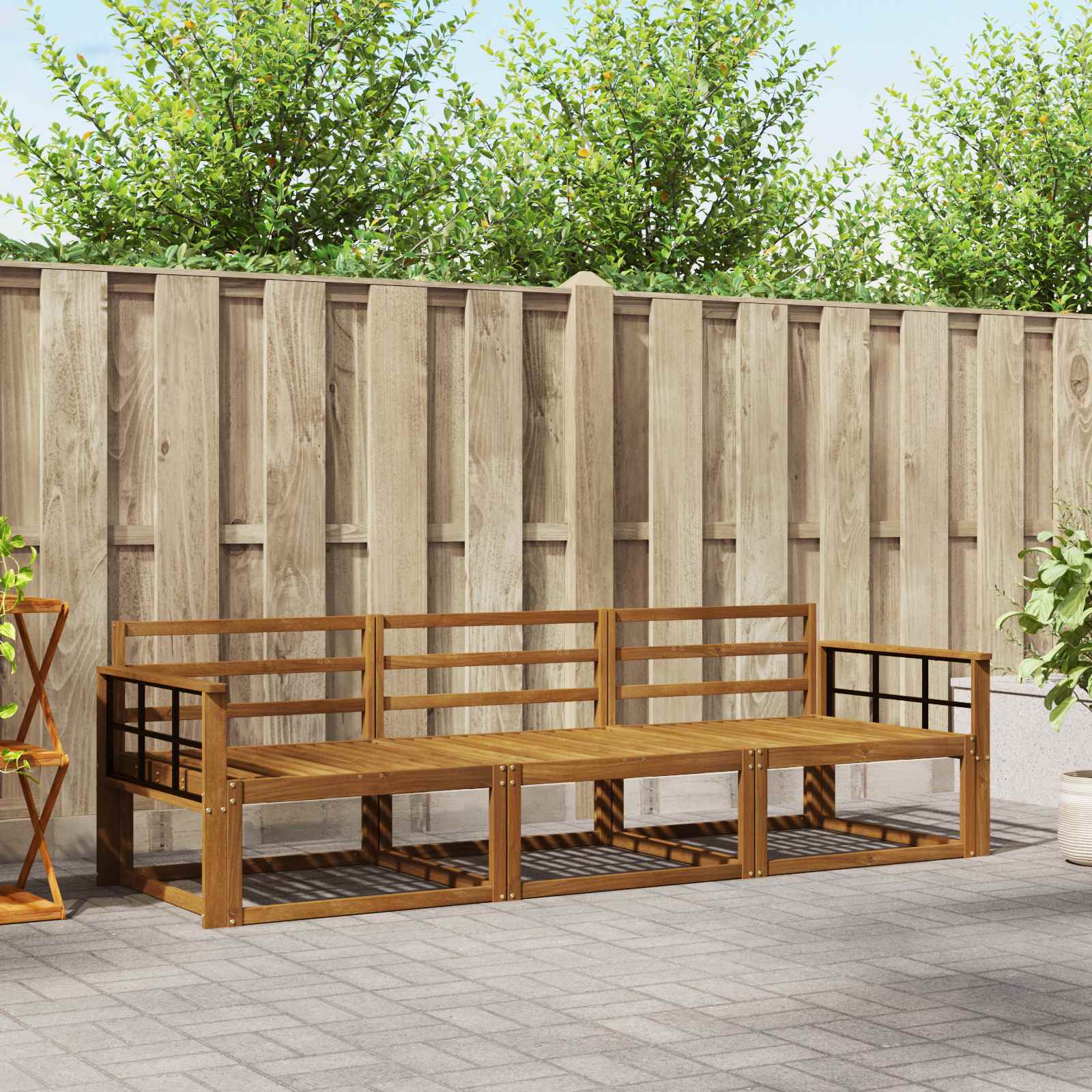 Buiten bankenset 3 pcs Naturel Massief Acaciahout – afbeelding 1