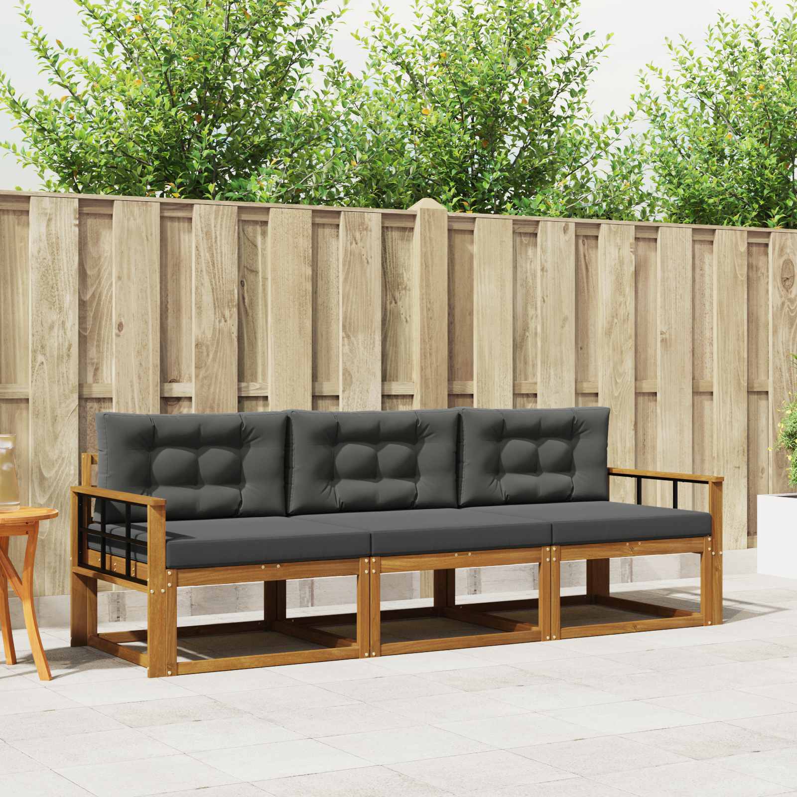 Buiten bankenset met kussen 3 pcs Natuurlijk en Antraciet – afbeelding 1