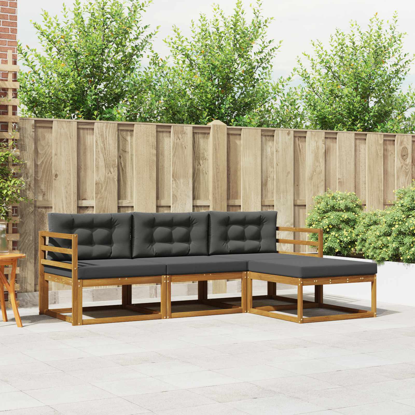 Buiten bankenset met kussen 4 pcs Natuurlijk en Antraciet