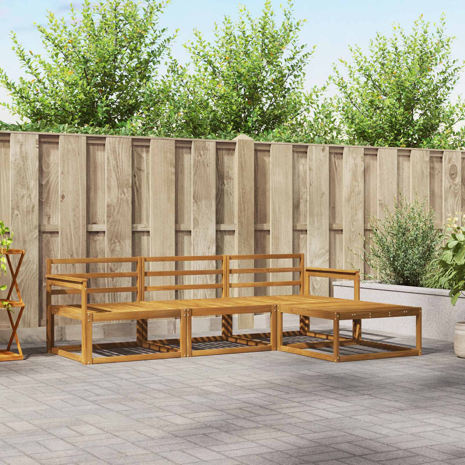 Buiten bankenset 4 pcs Naturel Massief Acaciahout – afbeelding 1