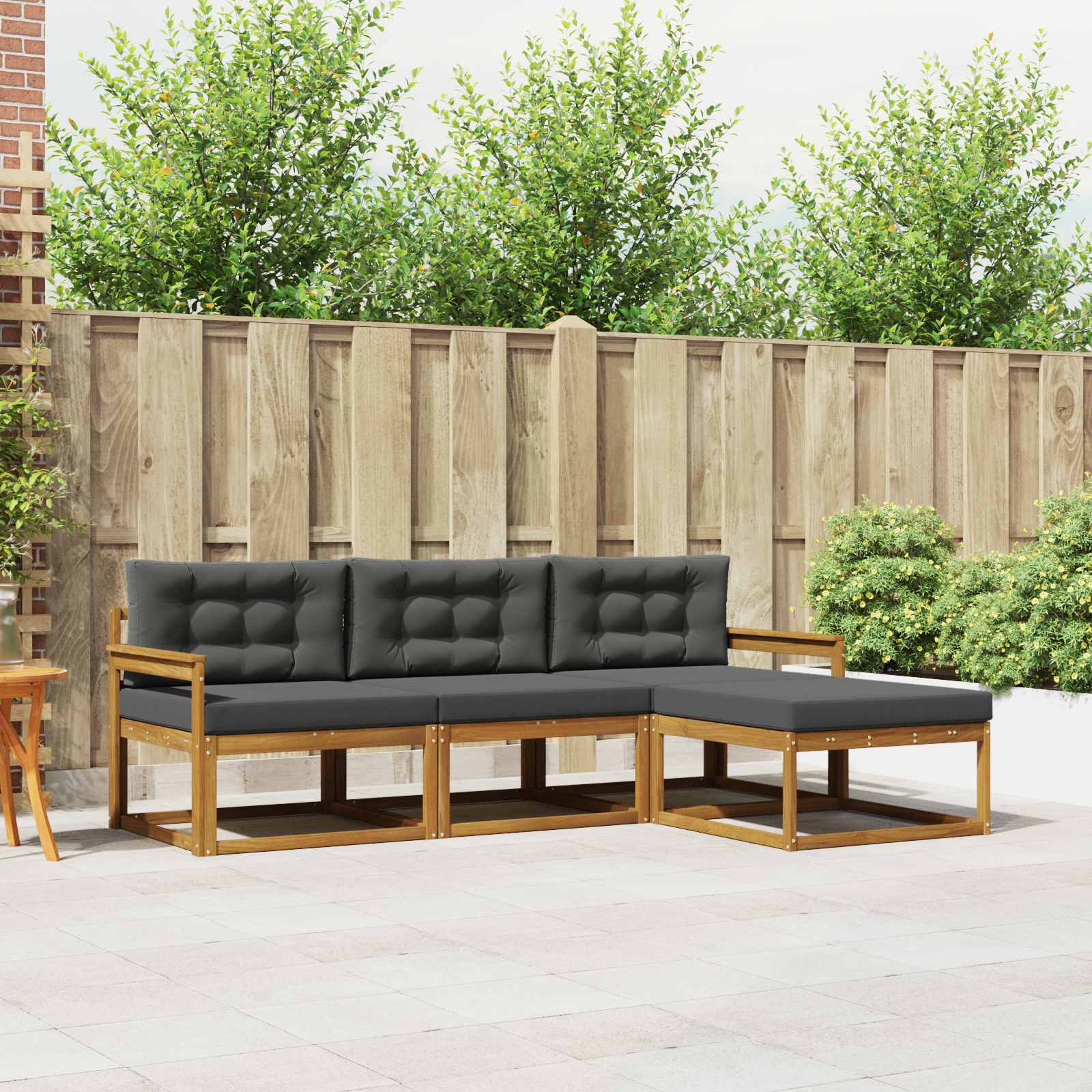 Buiten bankenset met kussen 4 pcs Natuurlijk en Antraciet