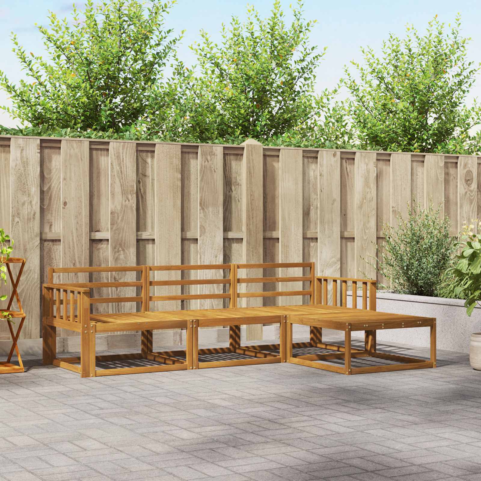 Buiten bankenset 4 pcs Naturel Massief Acaciahout – afbeelding 1