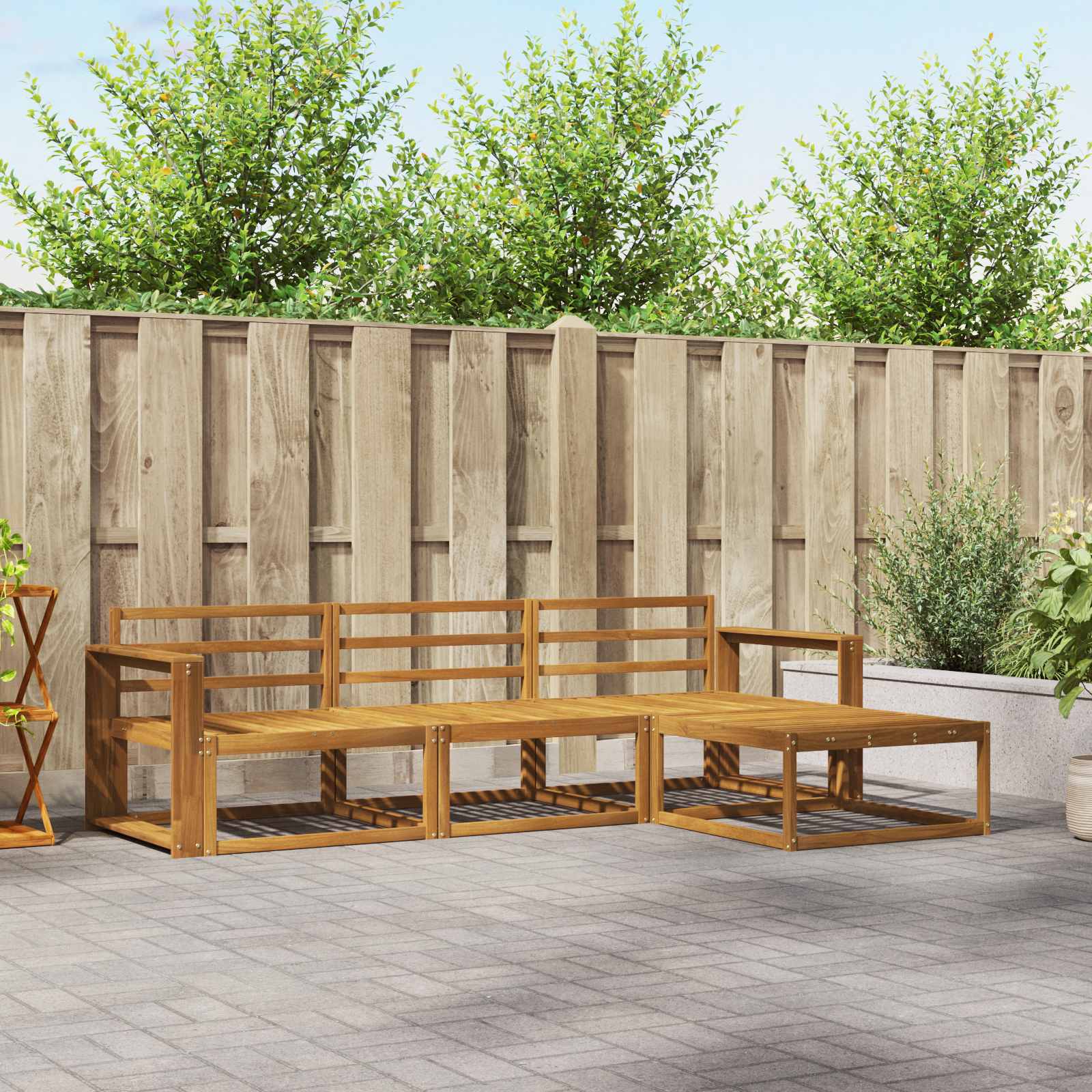 Buiten bankenset 4 pcs Naturel Massief Acaciahout
