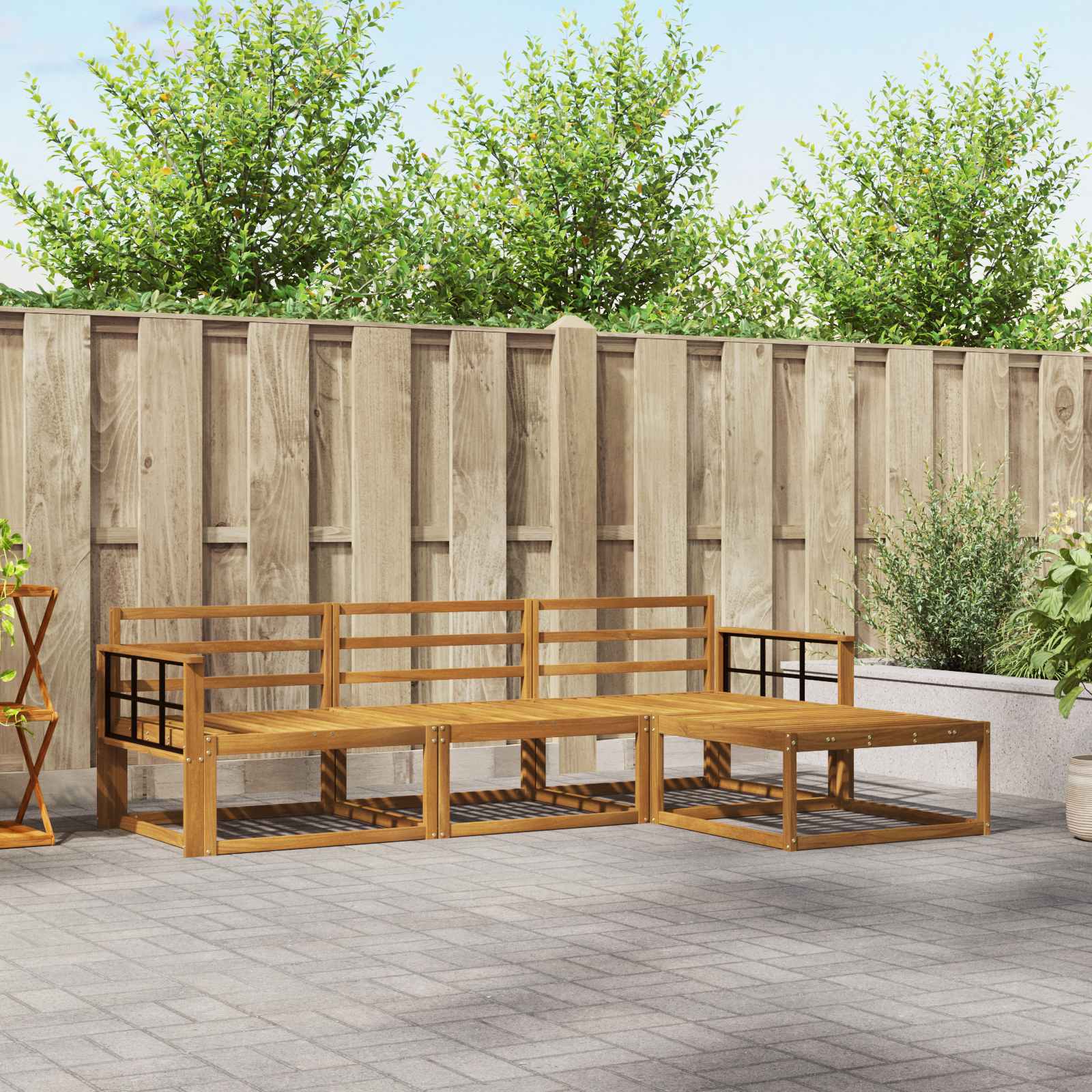 Buiten bankenset 4 pcs Naturel Massief Acaciahout – afbeelding 1