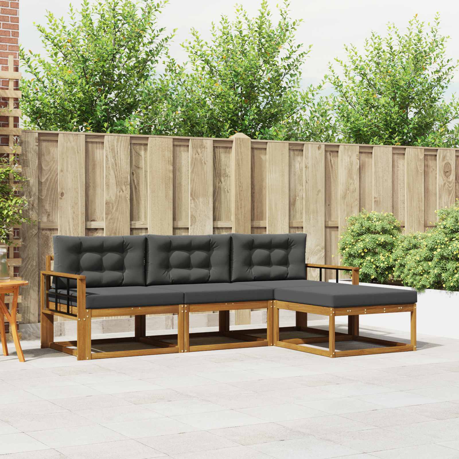 Buiten bankenset met kussen 4 pcs Natuurlijk en Antraciet