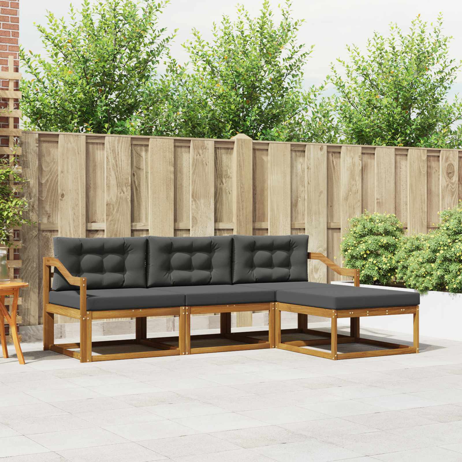 Buiten bankenset met kussen 4 pcs Natuurlijk en Antraciet