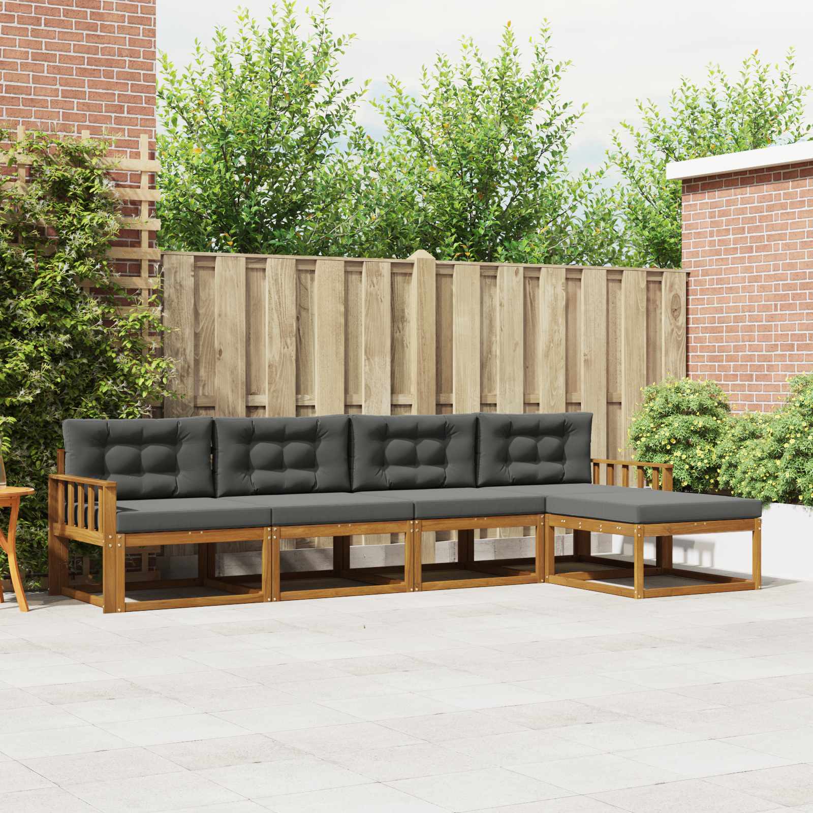 Buiten bankenset met kussen 5 pcs Natuurlijk en Antraciet – afbeelding 1