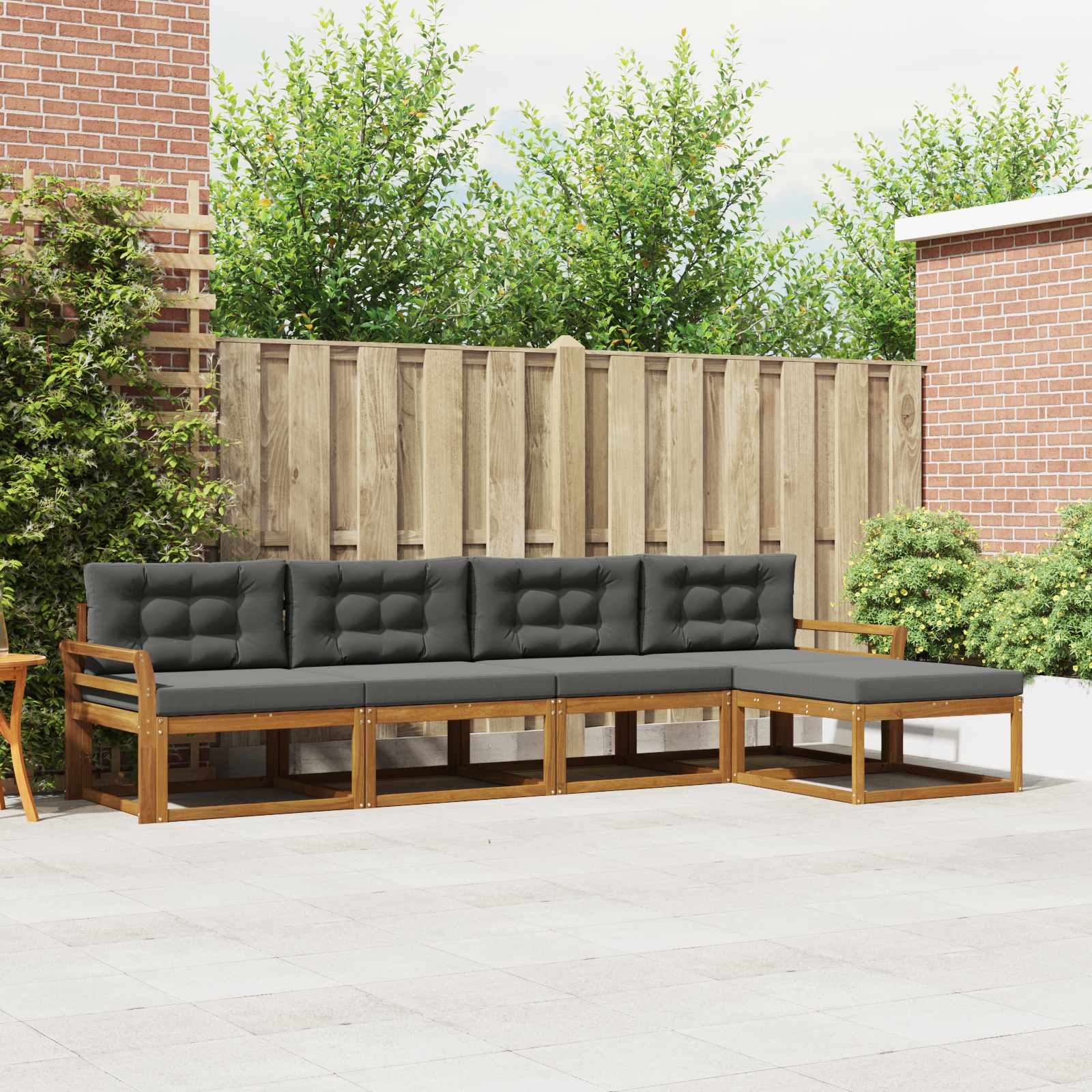 Buiten bankenset met kussen 5 pcs Natuurlijk en Antraciet – afbeelding 1
