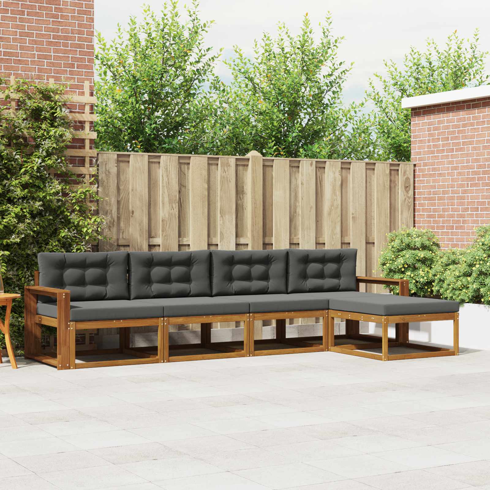Buiten bankenset met kussen 5 pcs Natuurlijk en Antraciet – afbeelding 1
