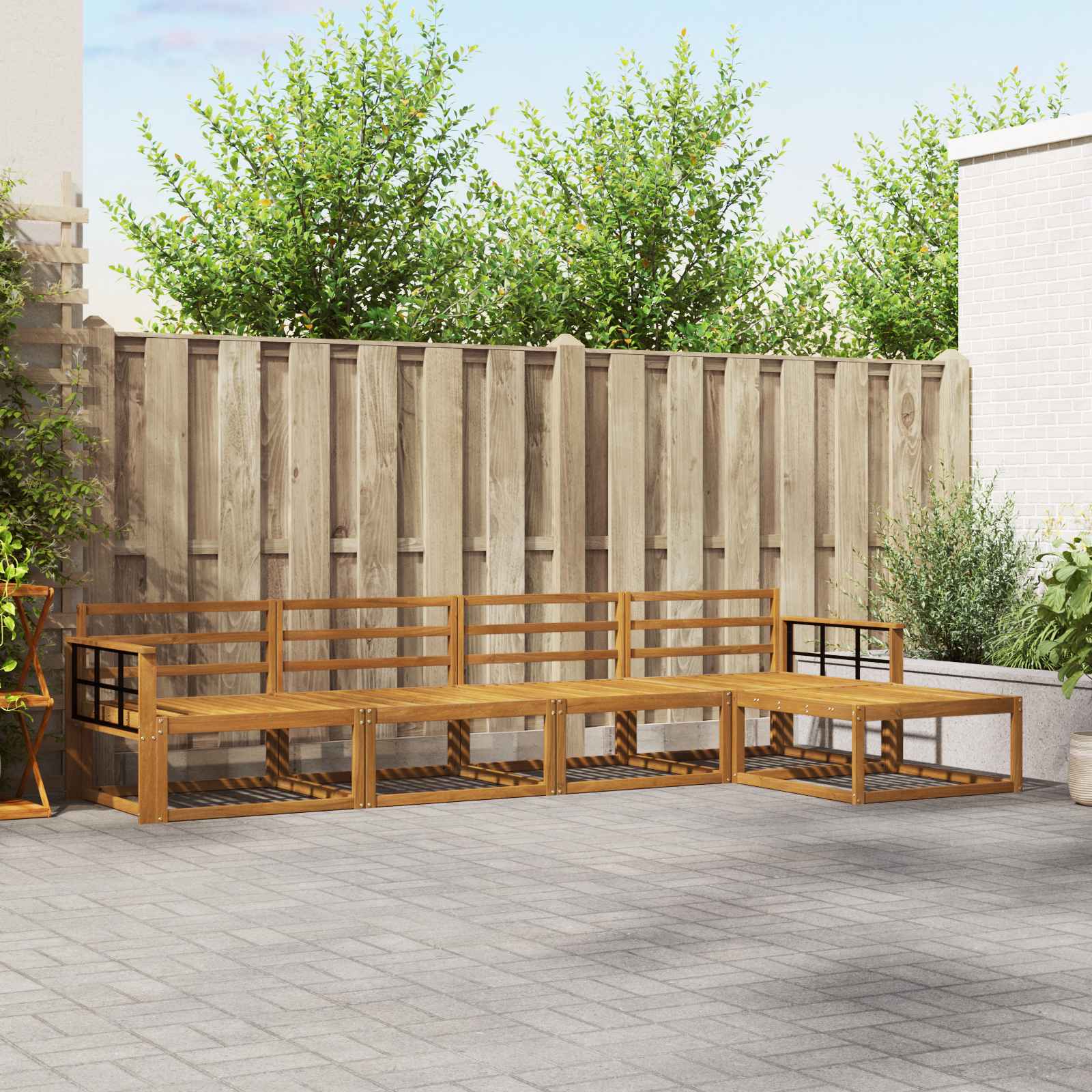 Buiten bankenset 5 pcs Naturel Massief Acaciahout – afbeelding 1