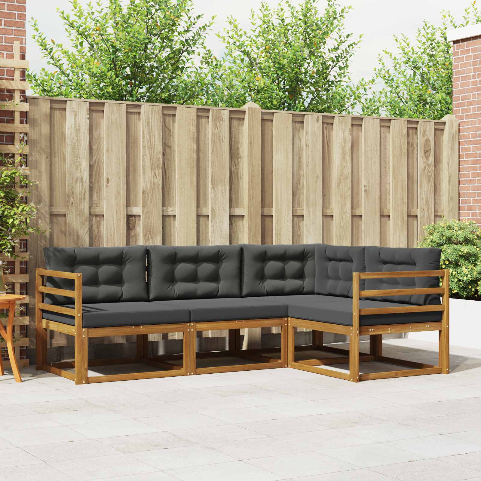 Buiten bankenset met kussen 4 pcs Natuurlijk en Antraciet – afbeelding 1