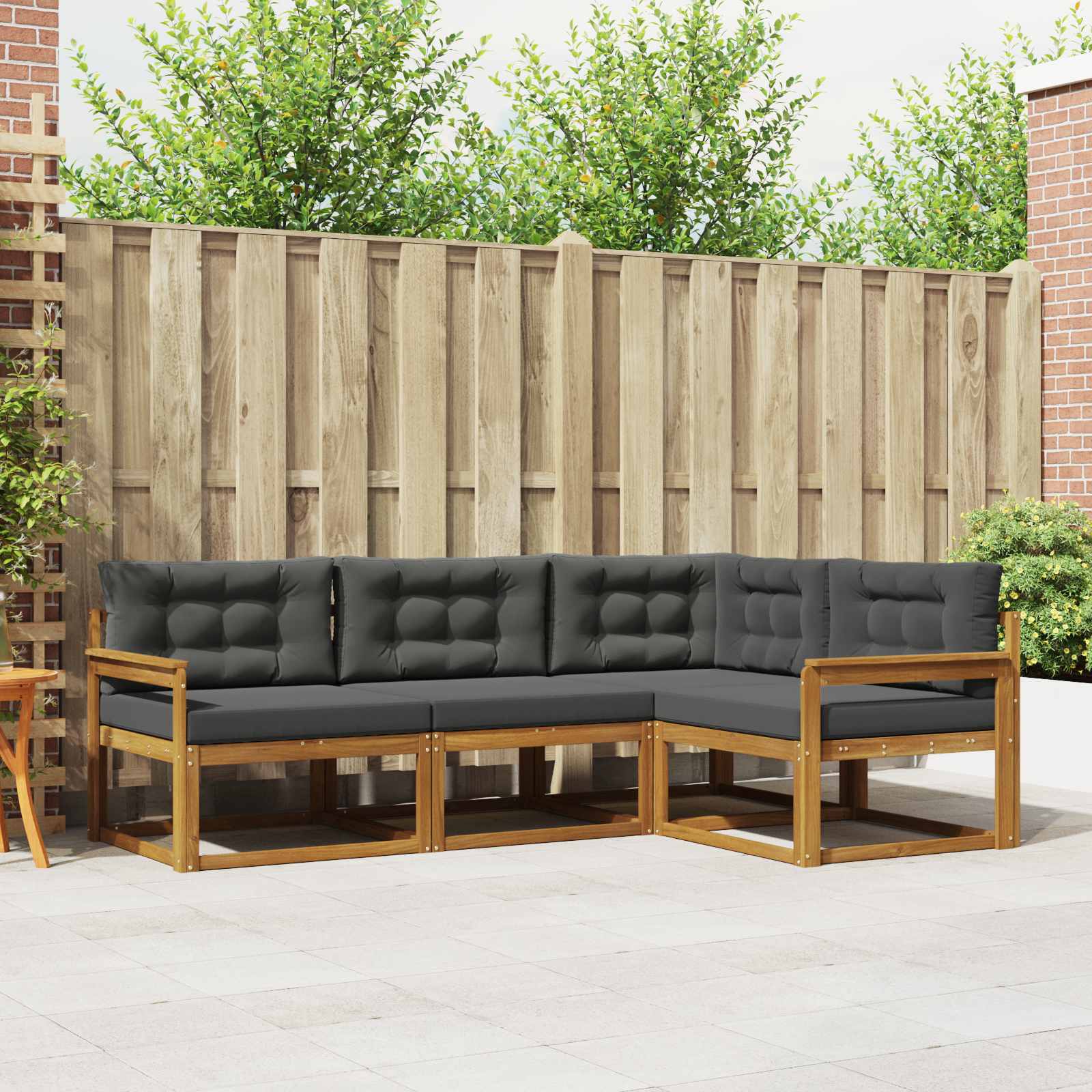 Buiten bankenset met kussen 4 pcs Natuurlijk en Antraciet