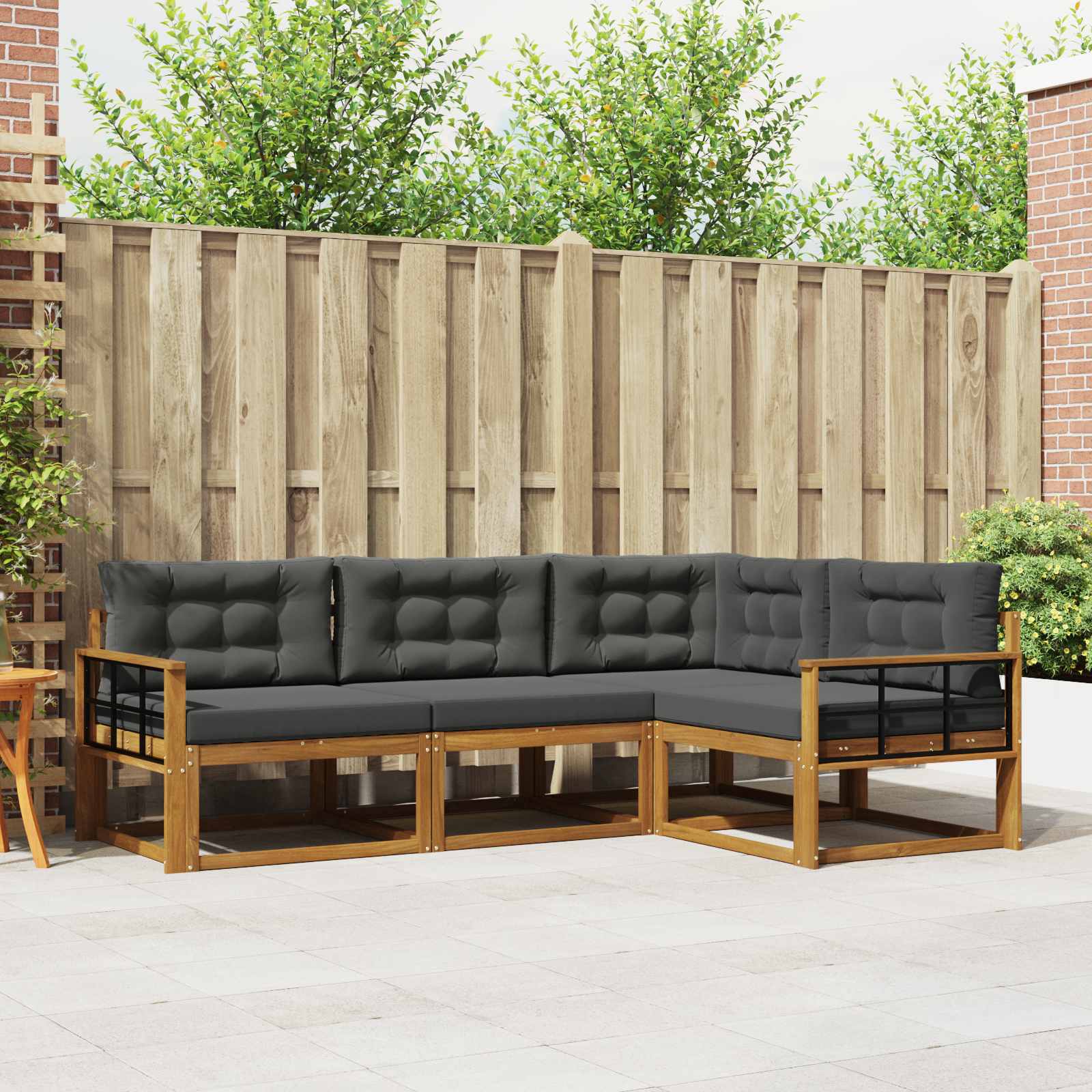 Buiten bankenset met kussen 4 pcs Natuurlijk en Antraciet – afbeelding 1