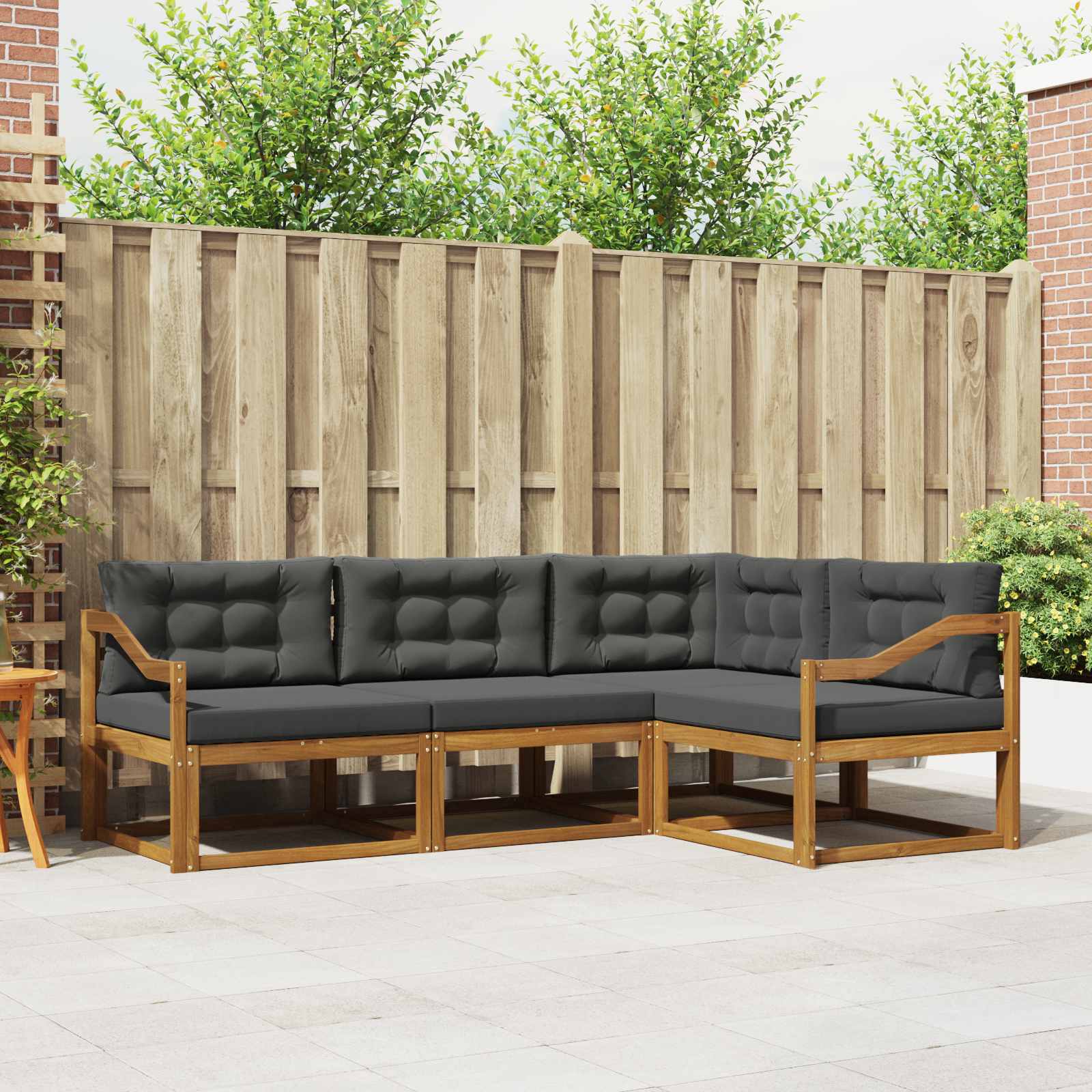 Buiten bankenset met kussen 4 pcs Natuurlijk en Antraciet – afbeelding 1
