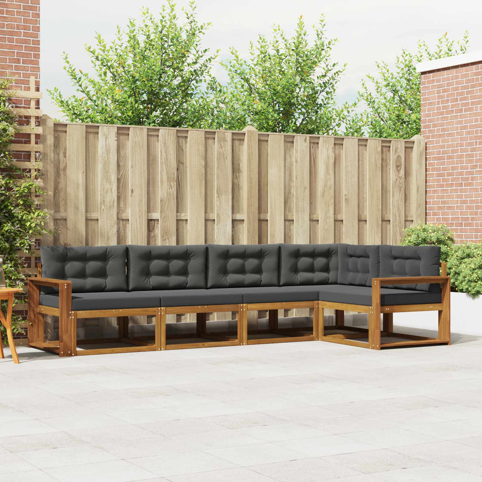 Buiten bankenset met kussen 5 pcs Natuurlijk en Antraciet – afbeelding 1
