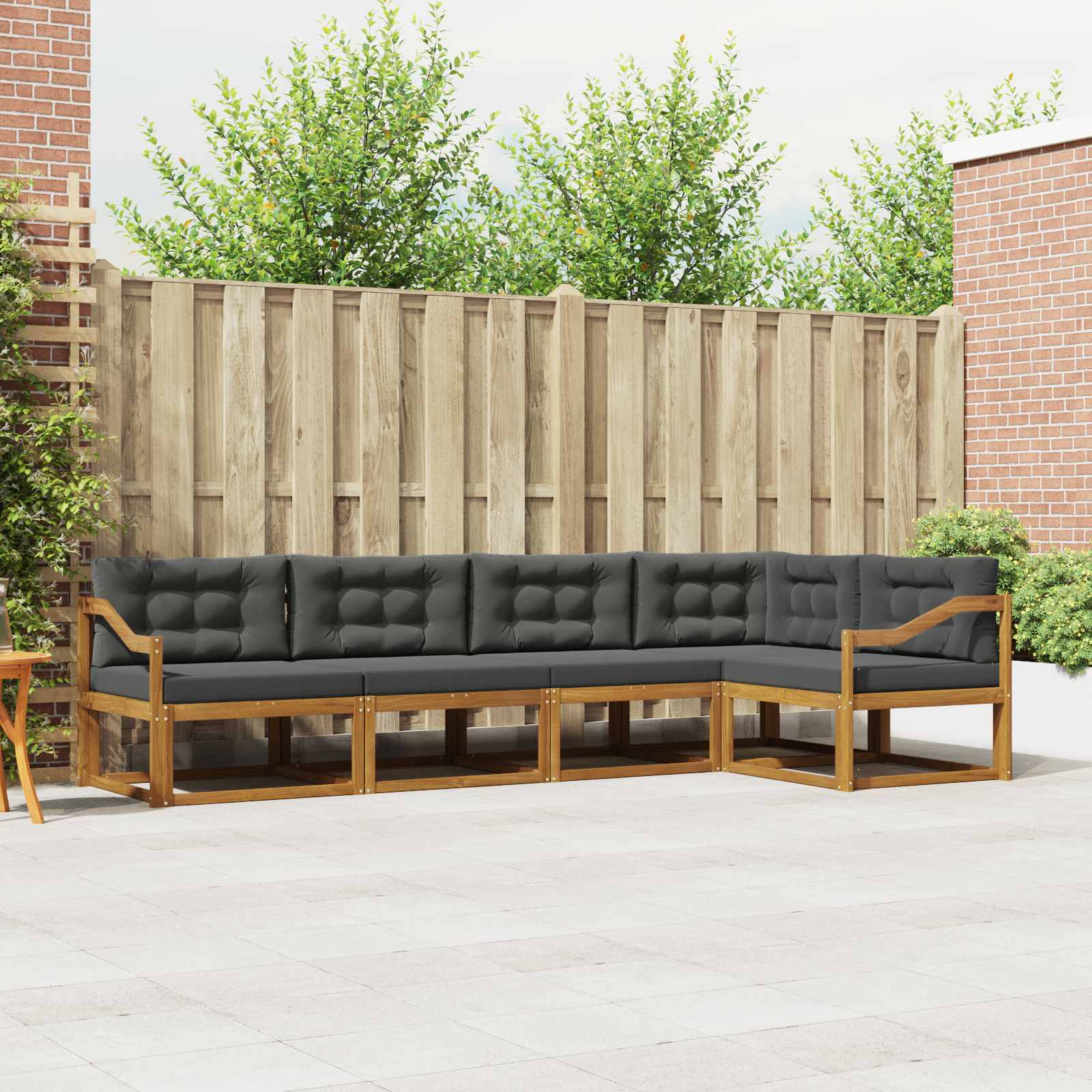 Buiten bankenset met kussen 5 pcs Natuurlijk en Antraciet