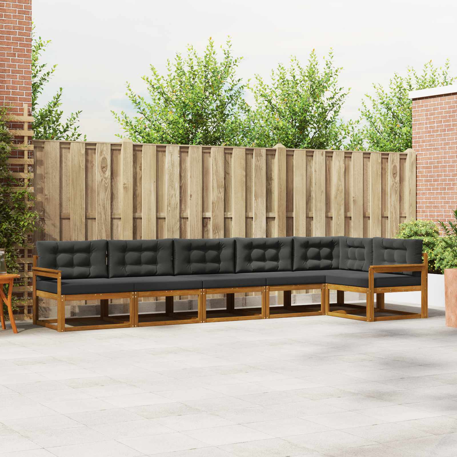 Buiten bankenset met kussen 6 pcs Natuurlijk en Antraciet