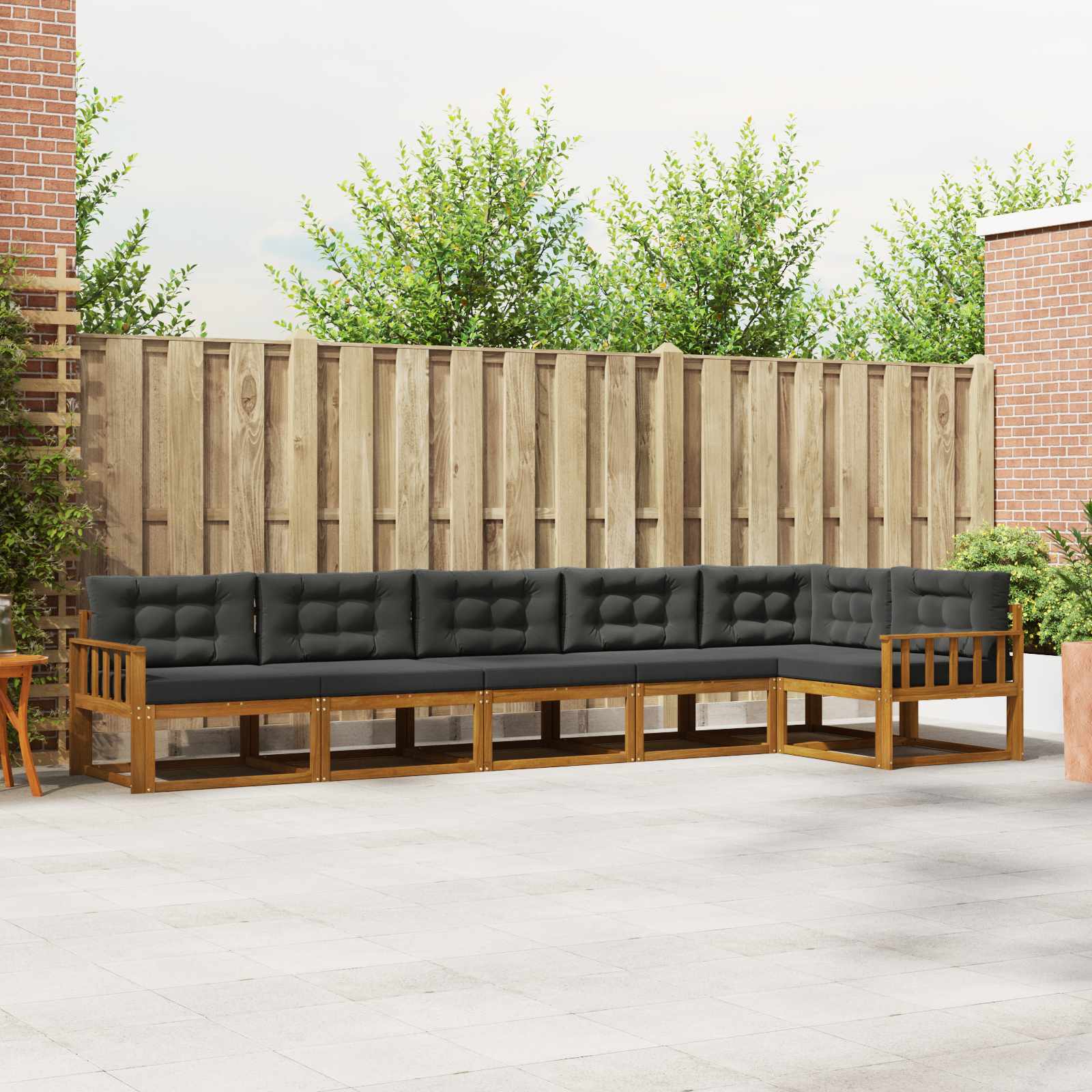 Buiten bankenset met kussen 6 pcs Natuurlijk en Antraciet – afbeelding 1
