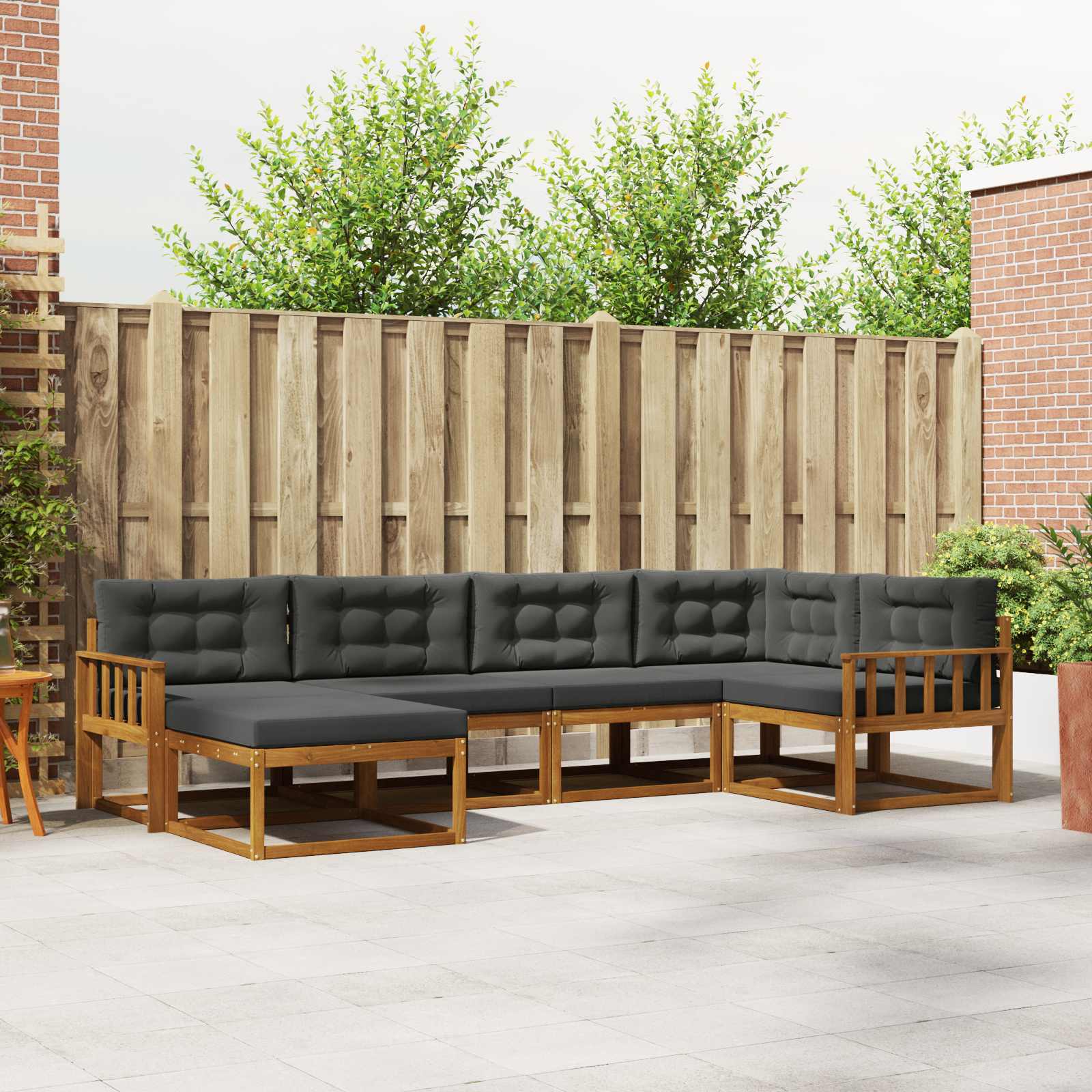 Buiten bankenset met kussen 6 pcs Natuurlijk en Antraciet – afbeelding 1