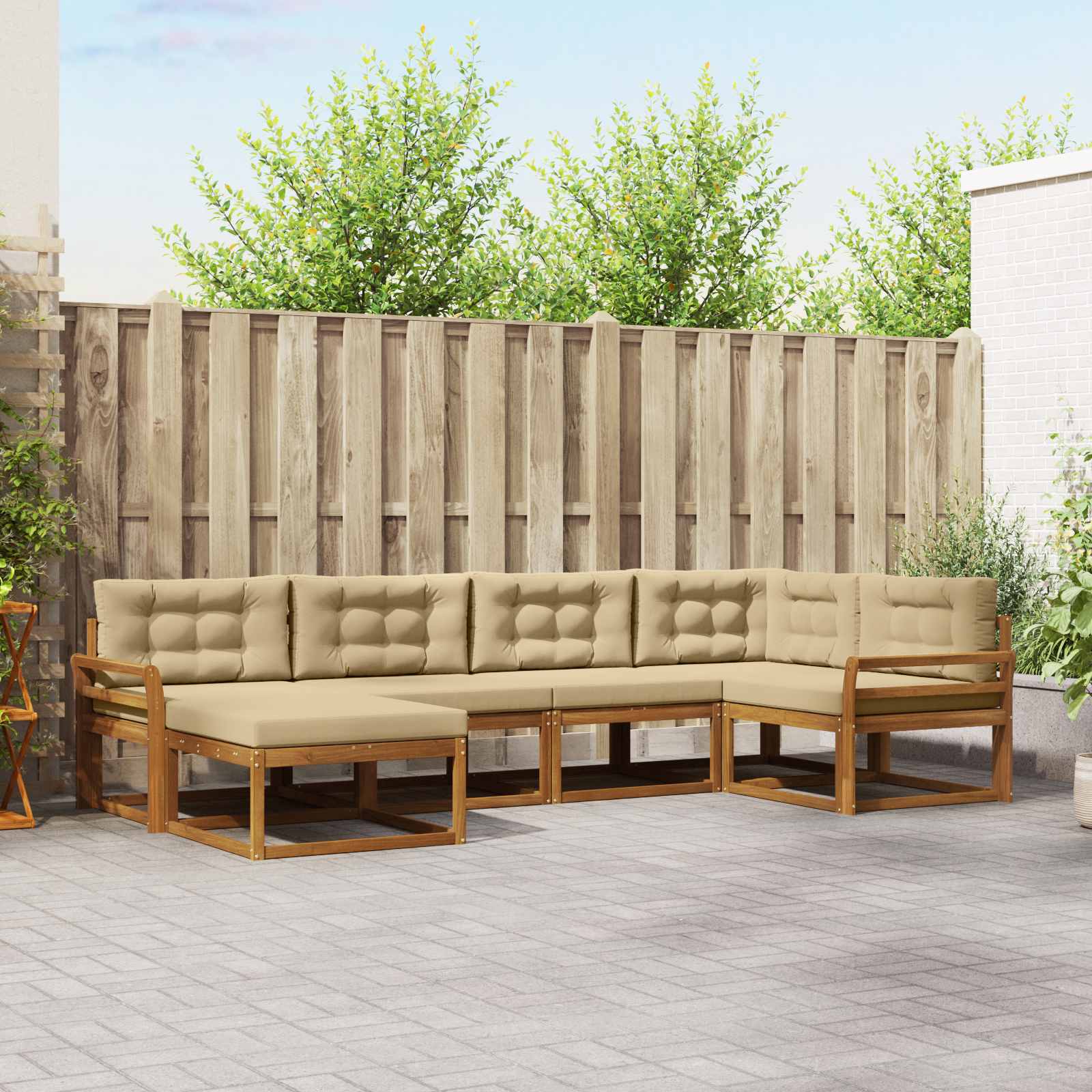 Buiten bankenset met kussen 6 pcs Natuurlijk en Beige – afbeelding 1