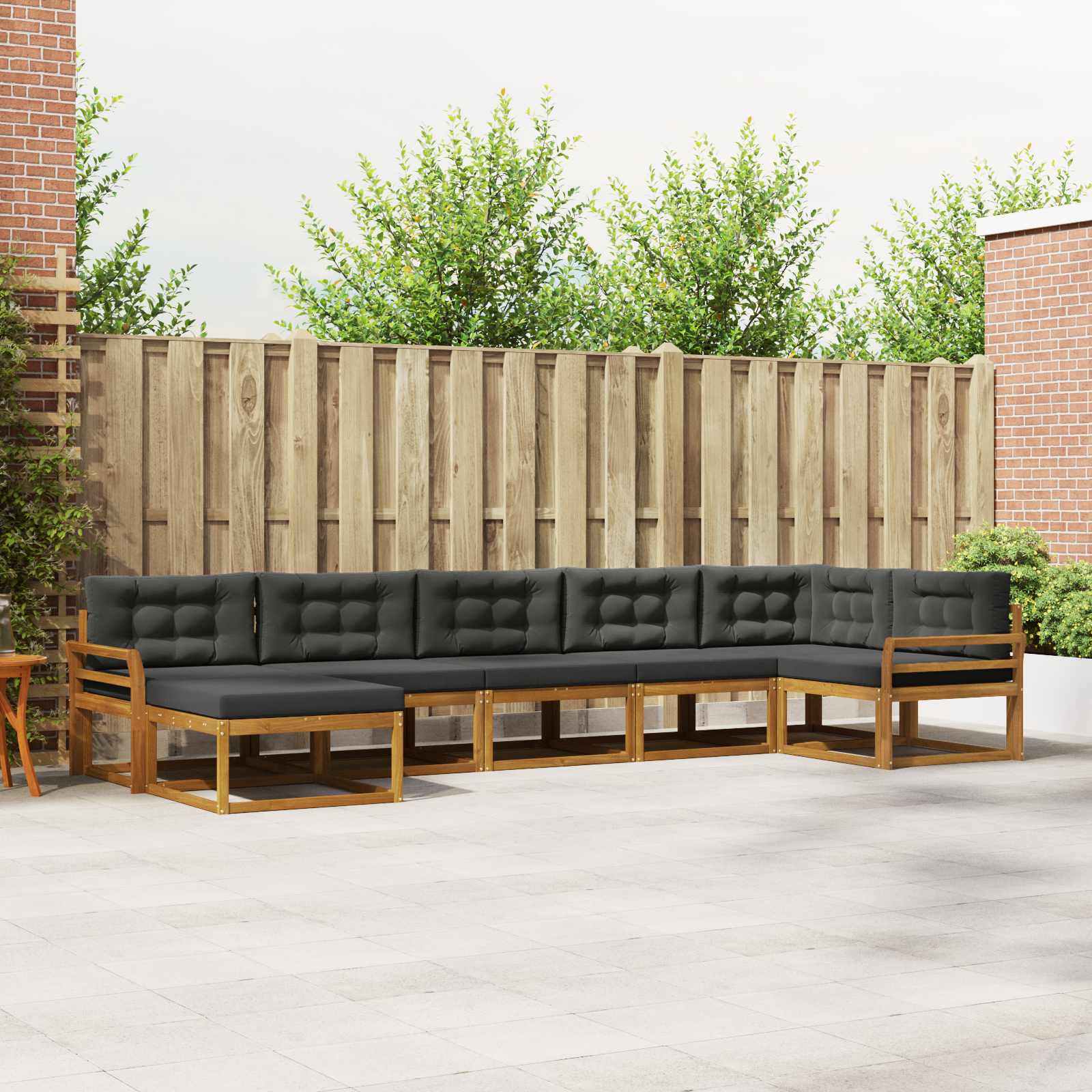 Buiten bankenset met kussen 7 pcs Natuurlijk en Antraciet