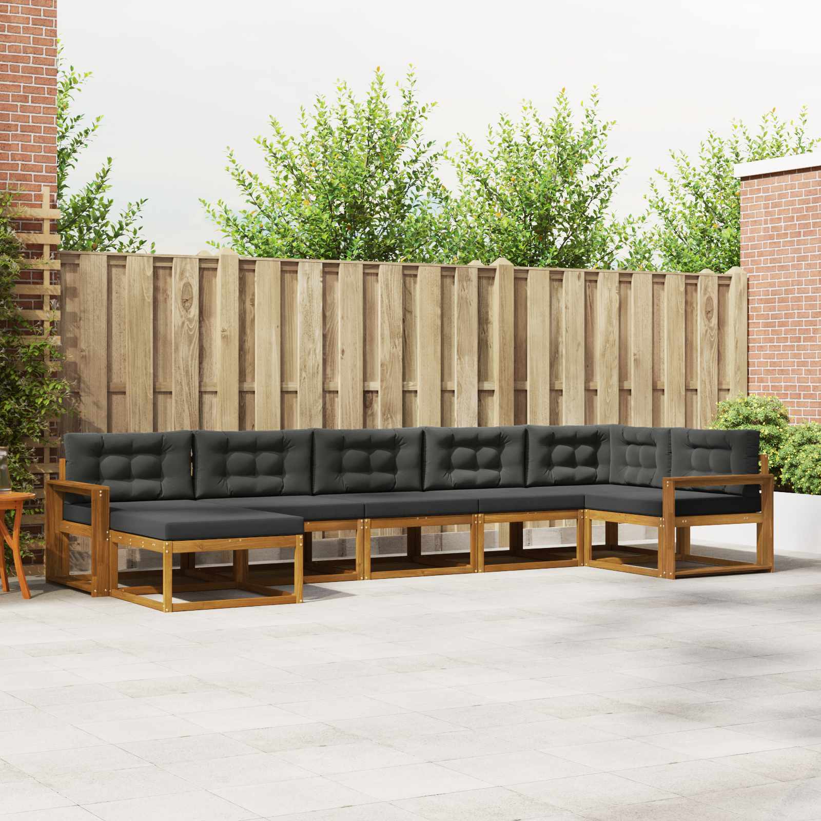 Buiten bankenset met kussen 7 pcs Natuurlijk en Antraciet – afbeelding 1