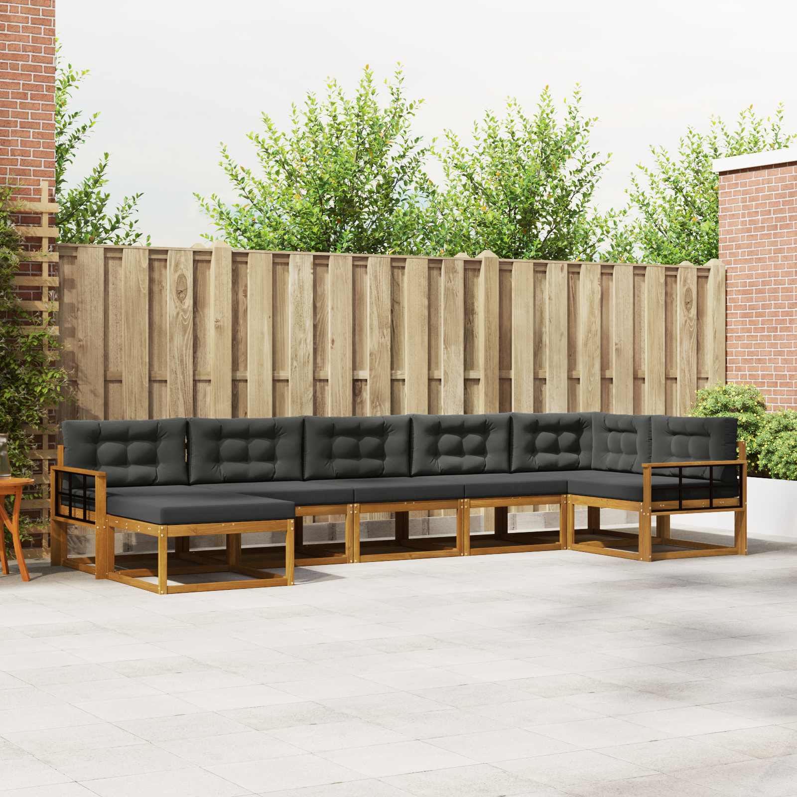 Buiten bankenset met kussen 7 pcs Natuurlijk en Antraciet – afbeelding 1