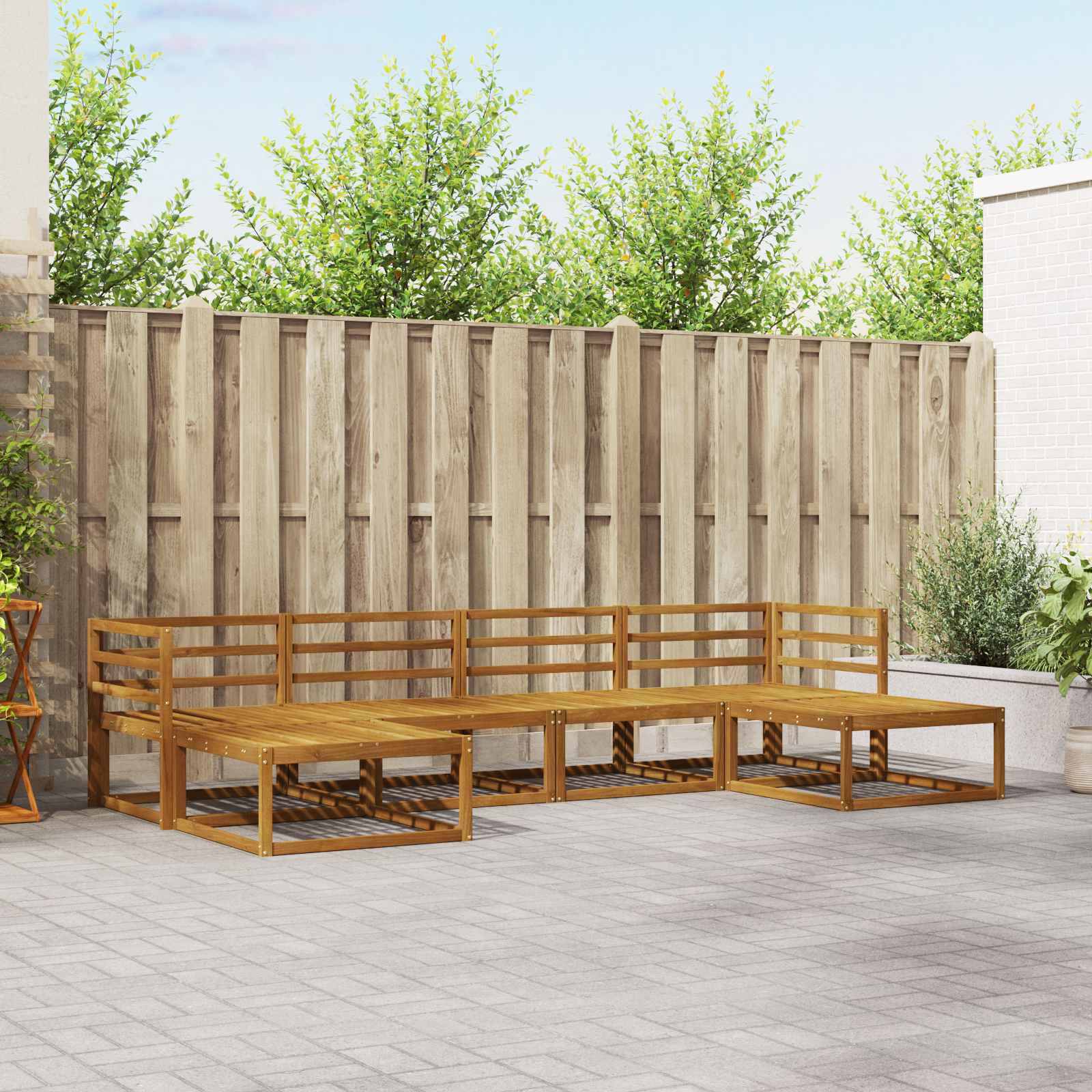 Buiten bankenset 6 pcs Naturel Massief Acaciahout – afbeelding 1