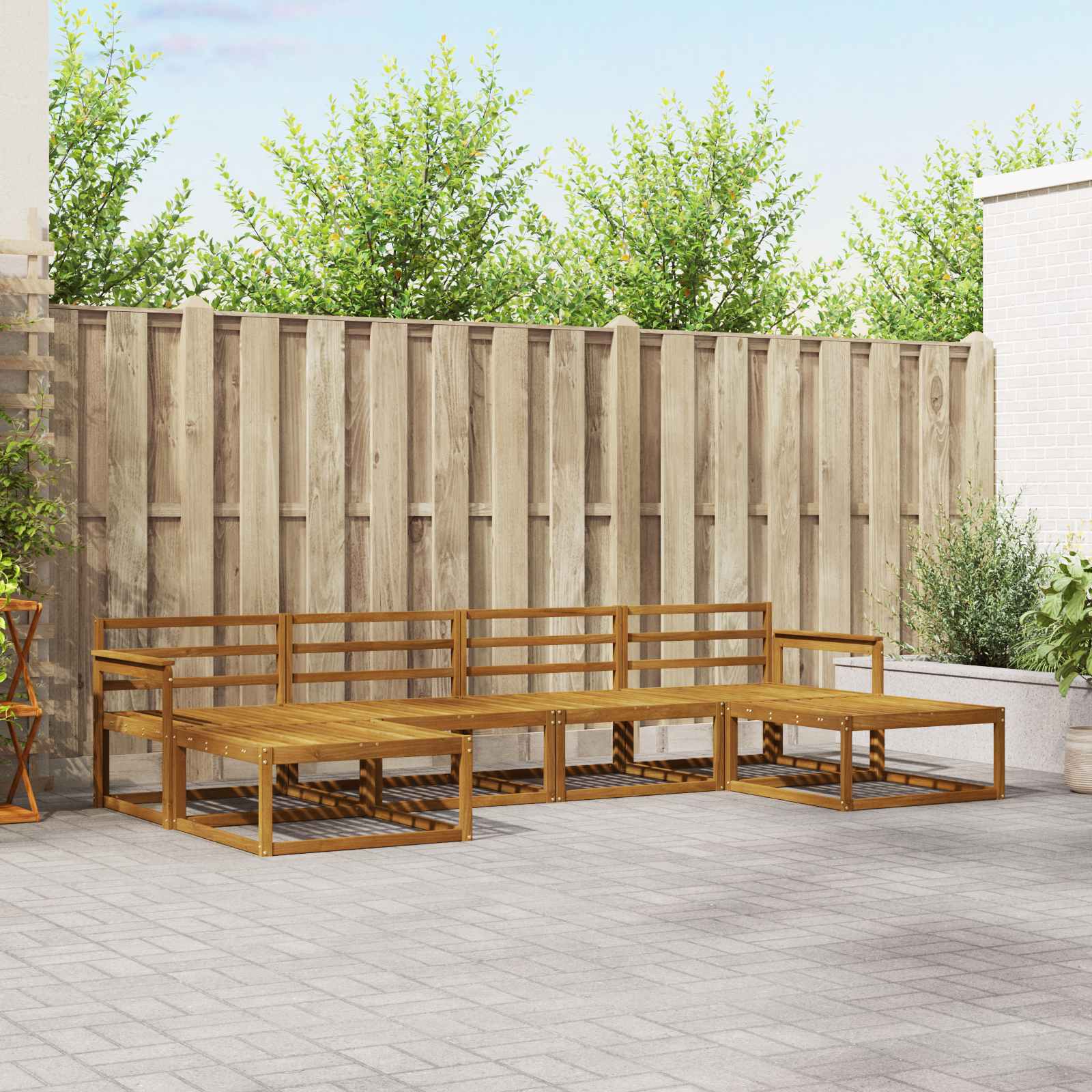 Buiten bankenset 6 pcs Naturel Massief Acaciahout – afbeelding 1