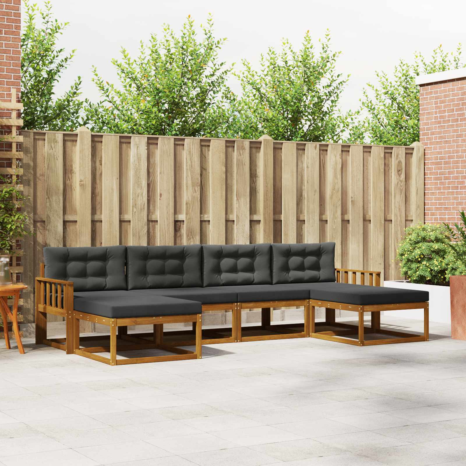 Buiten bankenset met kussen 6 pcs Natuurlijk en Antraciet – afbeelding 1