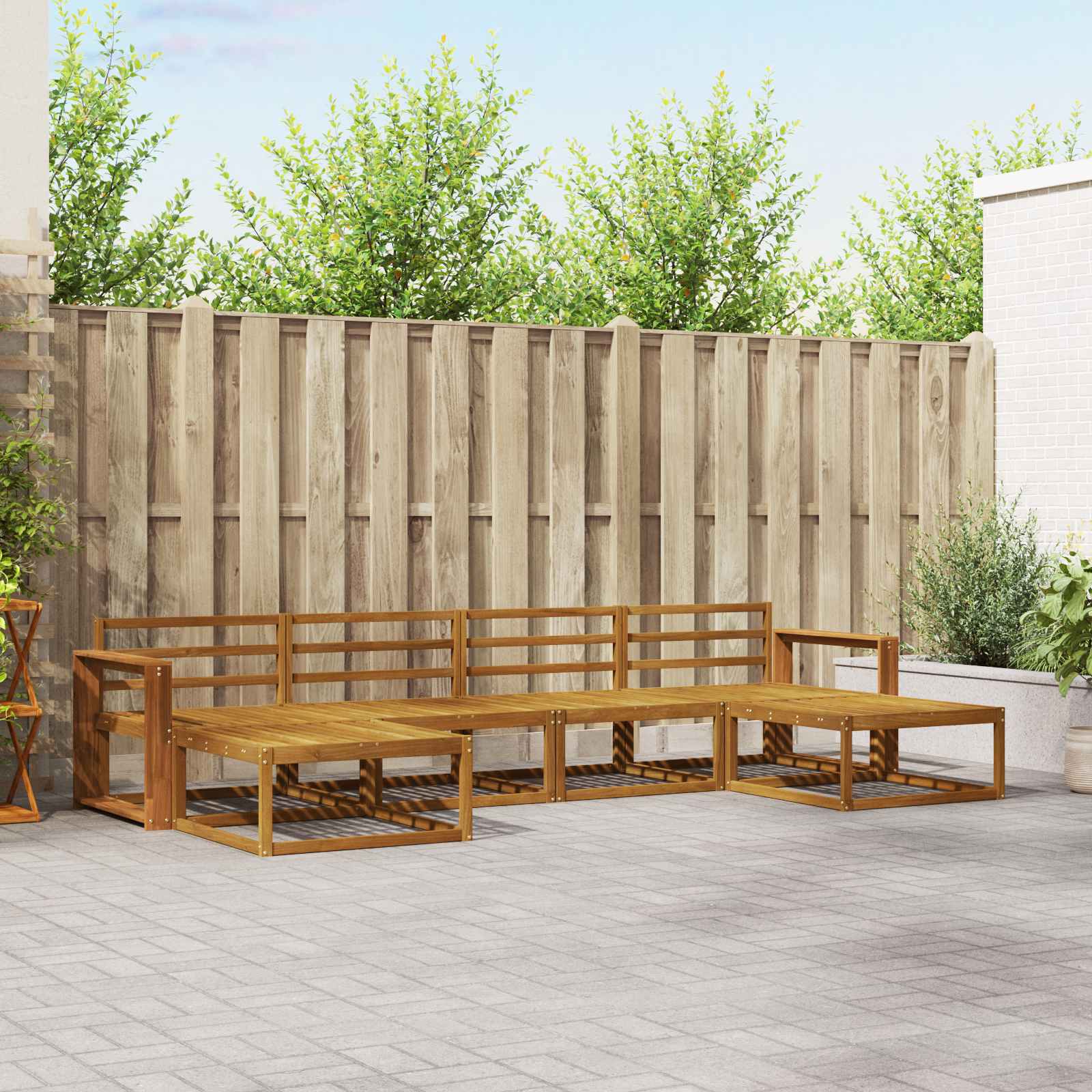 Buiten bankenset 6 pcs Naturel Massief Acaciahout – afbeelding 1