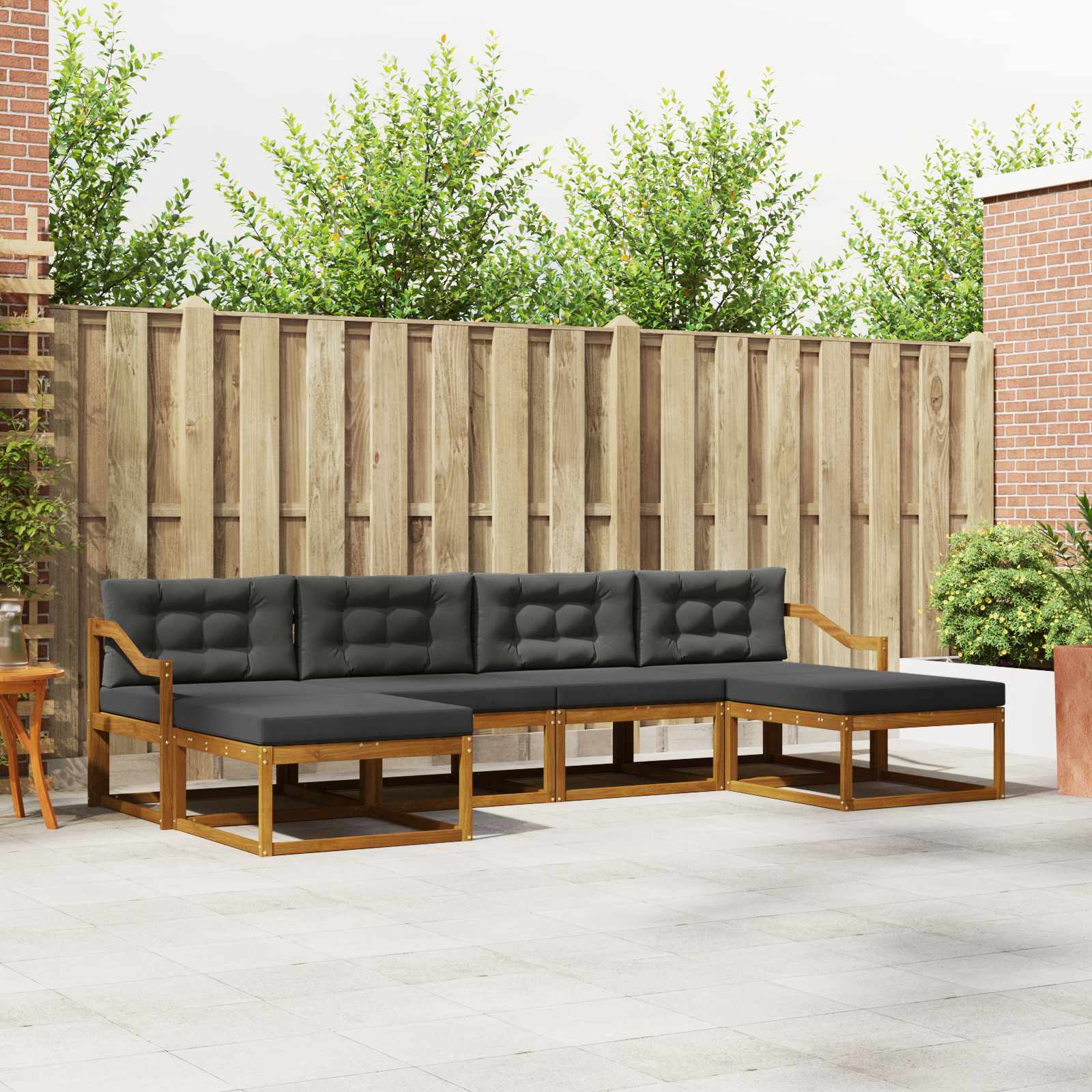 Buiten bankenset met kussen 6 pcs Natuurlijk en Antraciet – afbeelding 1